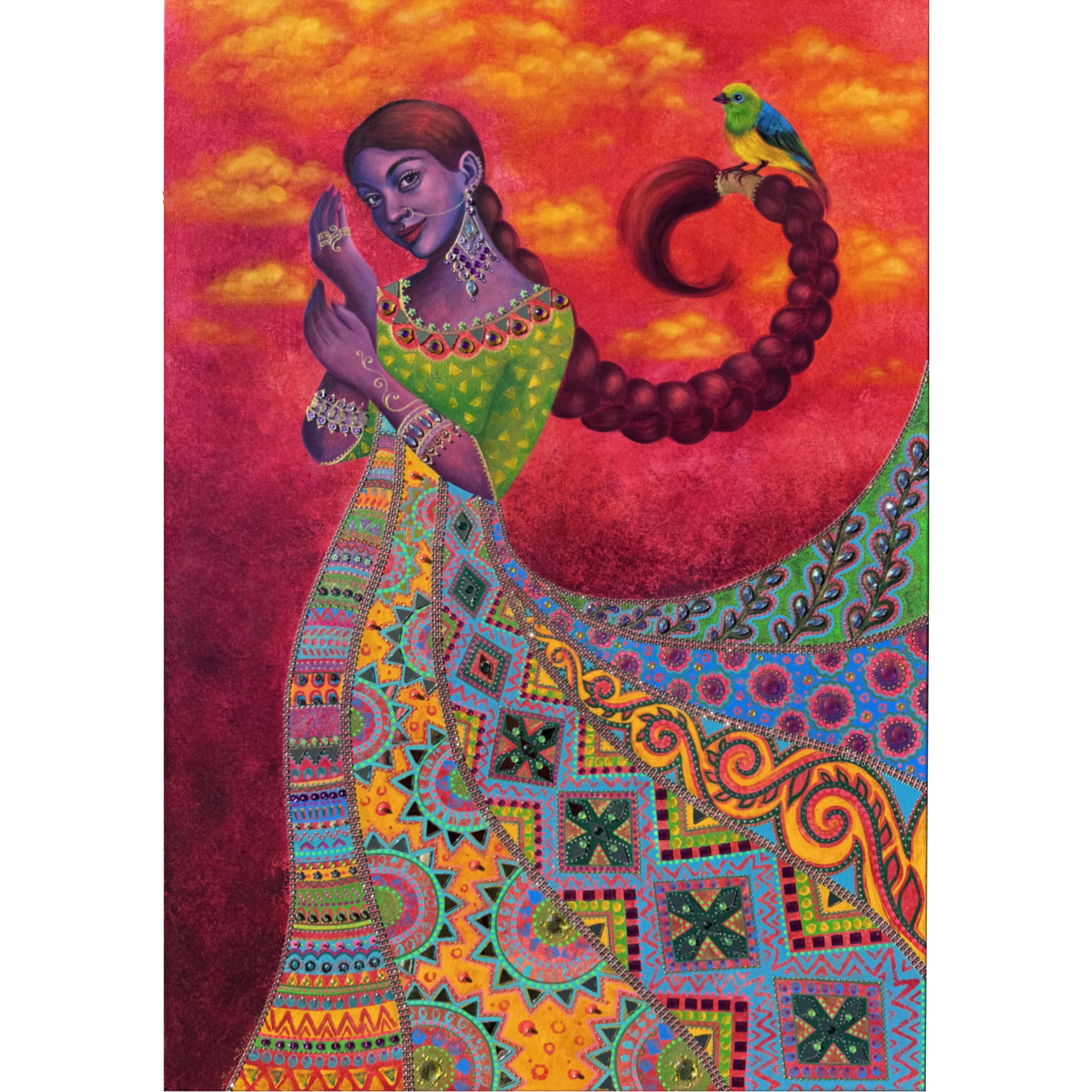 <br/> <br/> <br/> <h3>Caught In The Moment</h3><br/> <h4>Mixed Media on Canvas <br/> ⌀ 70 cm x 100 cm <br/> 2025</h4> 