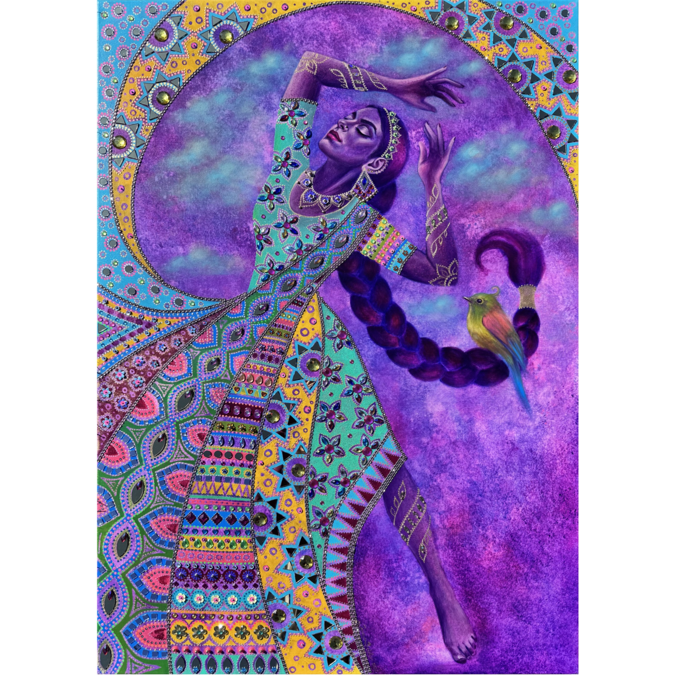 <br/> <br/> <br/> <h3>Caught In The Moment II</h3><br/> <h4>Mixed Media on Canvas <br/> ⌀ 70 cm x 100 cm <br/> 2025</h4> 