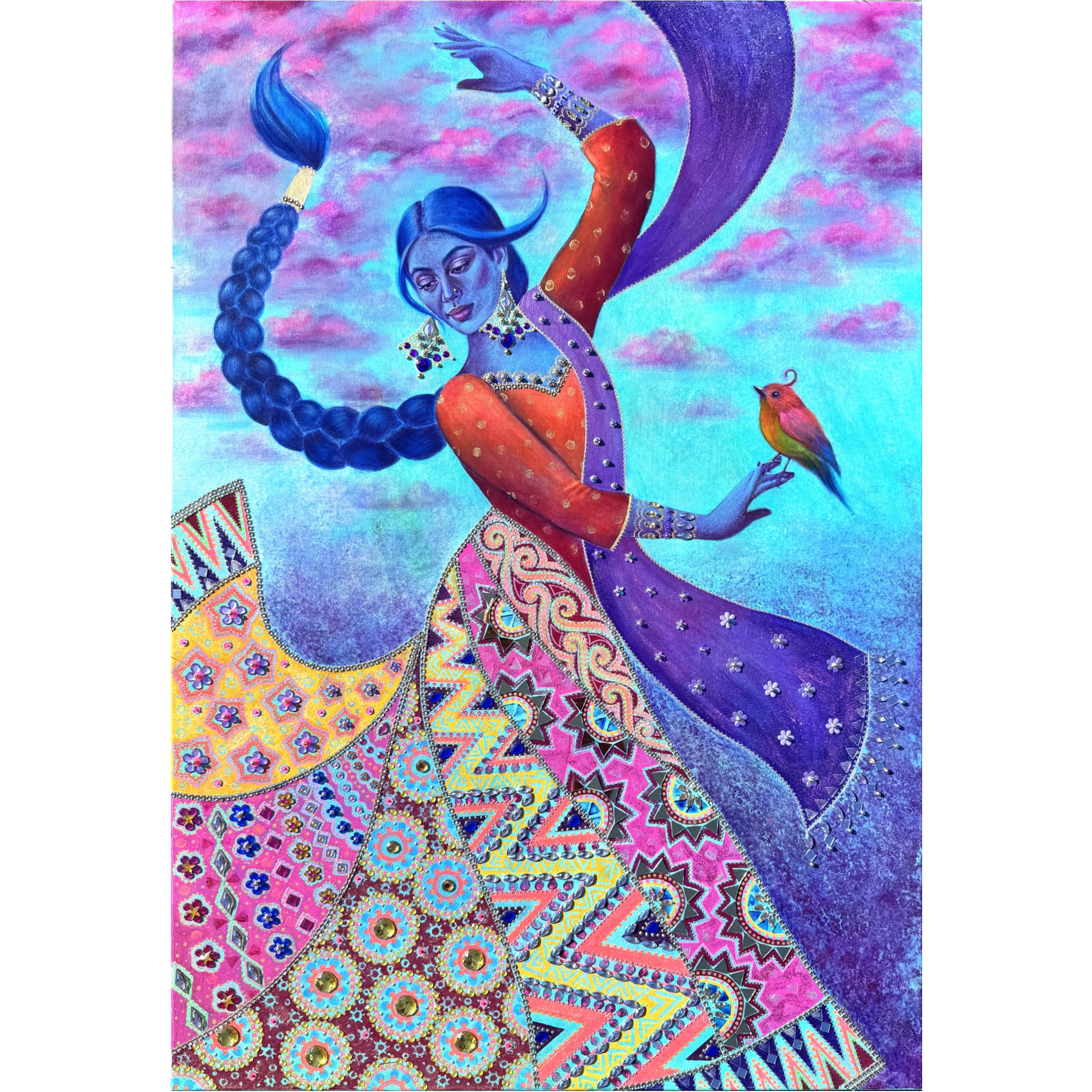 <br/> <br/> <br/> <h3>Caught In The Moment III</h3><br/> <h4>Mixed Media on Canvas <br/> ⌀ 70 cm x 100 cm <br/> 2025</h4> 