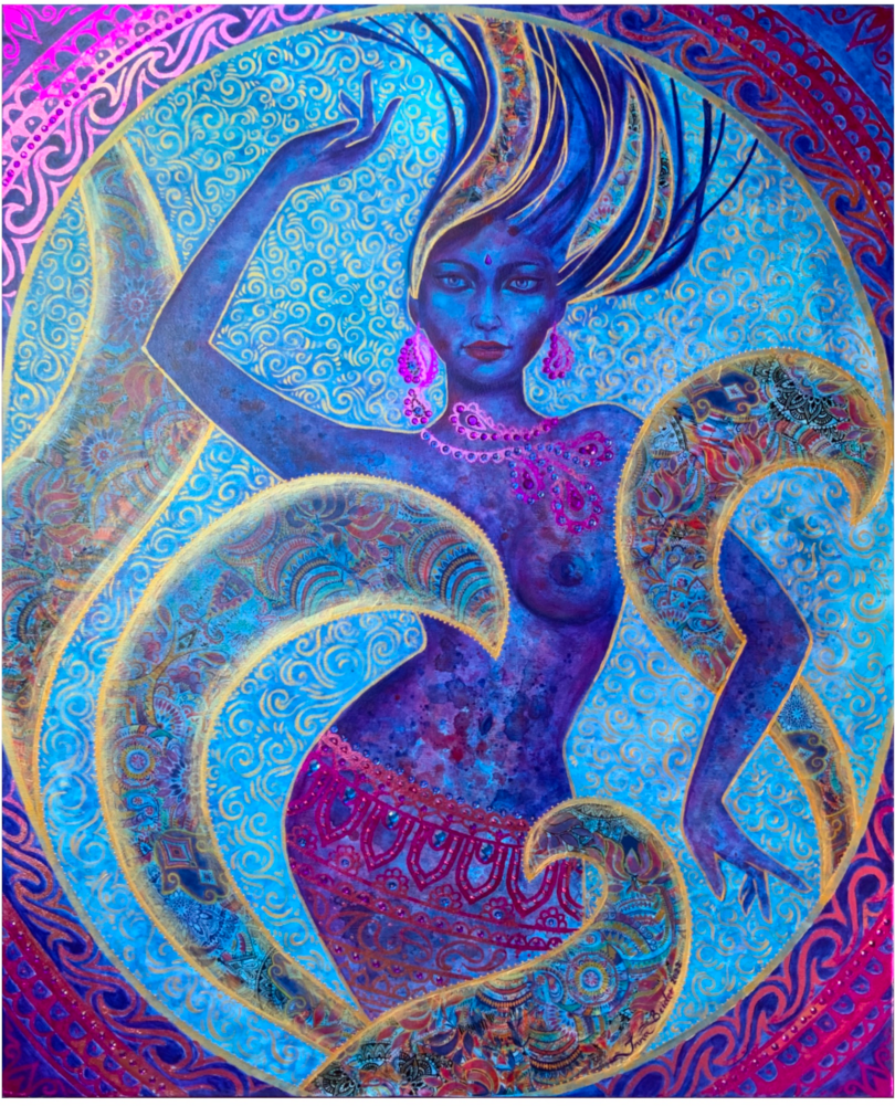 <h3>Cosmic Blue</h3><br/> <h4>Acrylic on Canvas <br/> 80 cm x 100 cm <br/> 2022</h4> 