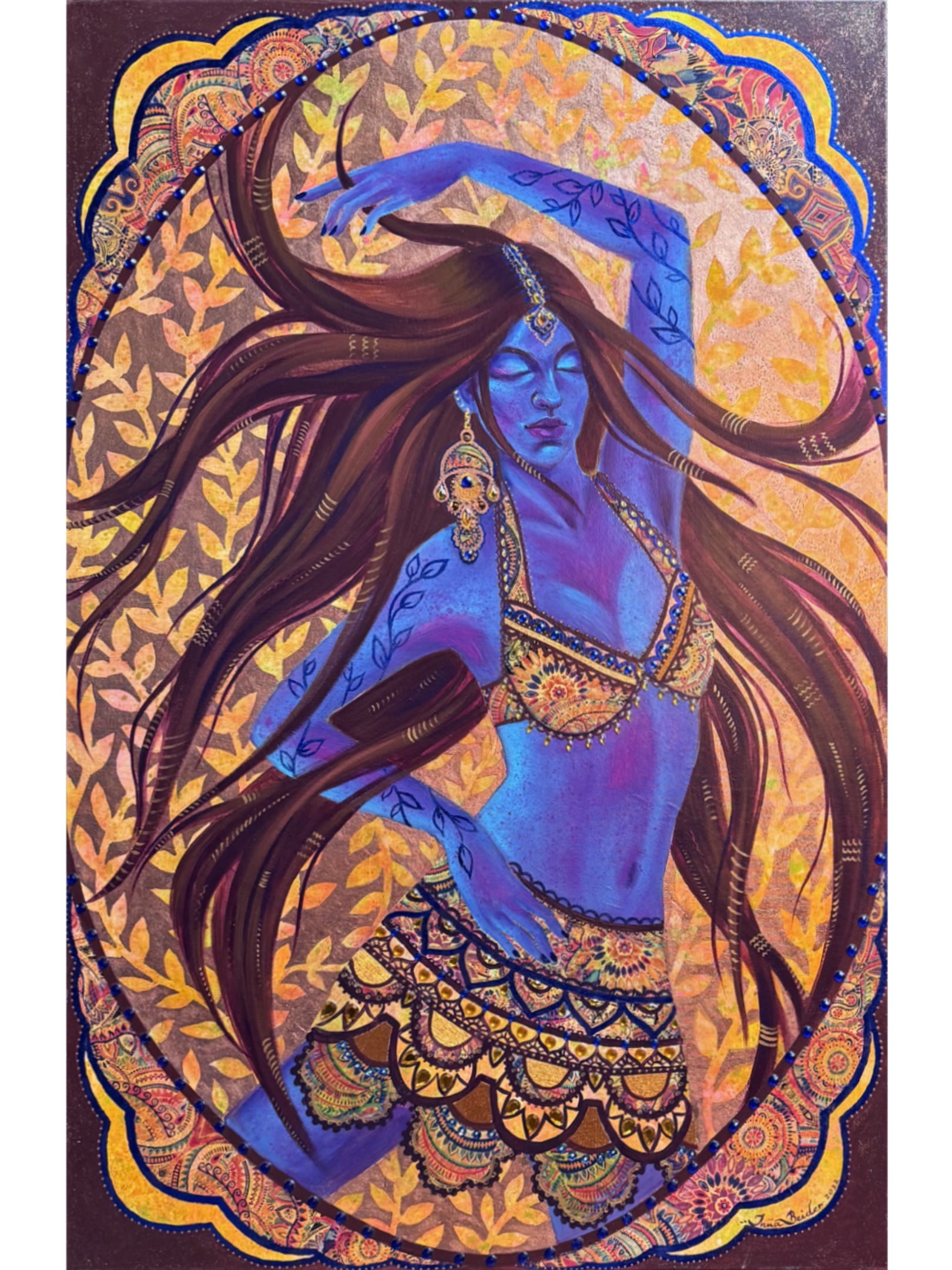 <h3>Dancing Shakti I</h3><br/> <h4>Mixed Media on Canvas <br/> 60 cm x 90 cm <br/> 2023</h4> 