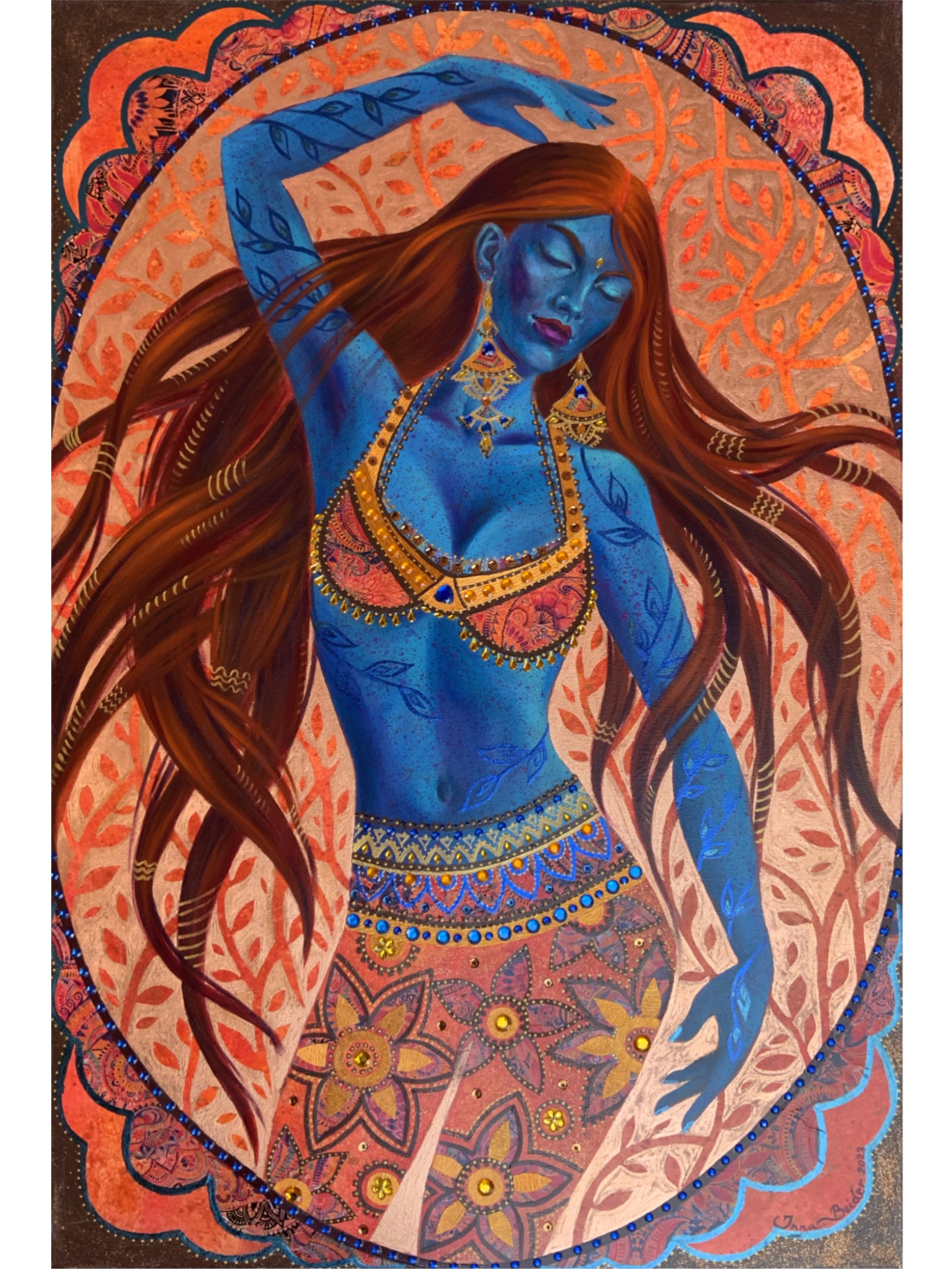 <h3>Dancing Shakti II</h3><br/> <h4>Mixed Media on Canvas <br/> 60 cm x 90 cm <br/> 2023</h4> 