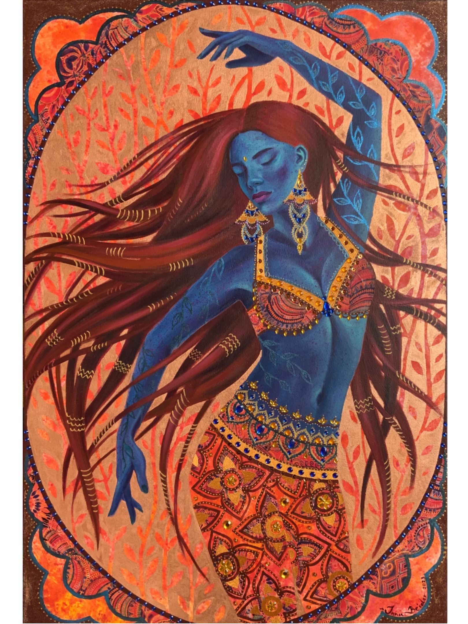<h3>Dancing Shakti III</h3><br/> <h4>Mixed Media on Canvas <br/> 60 cm x 90 cm <br/> 2023</h4> 