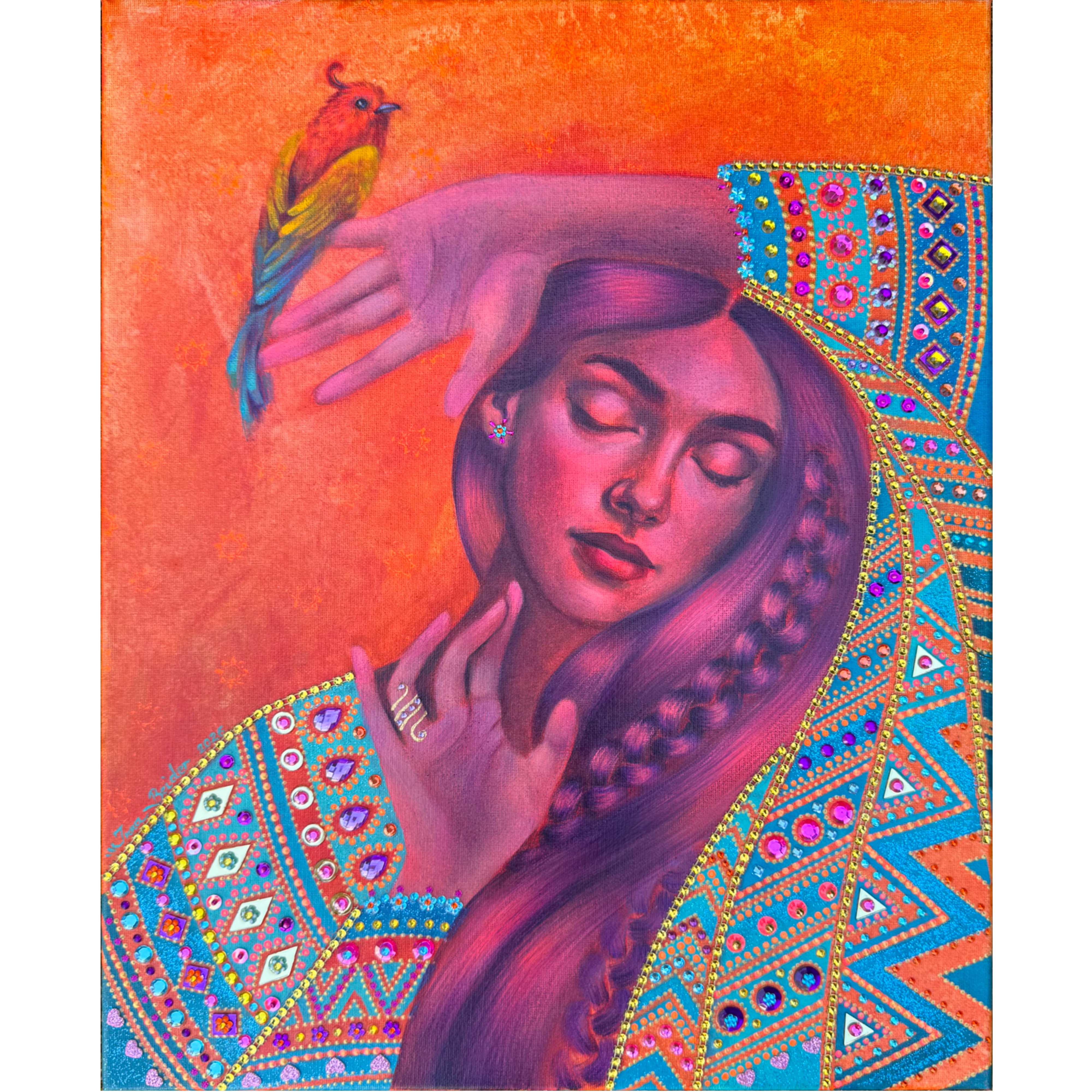 <br/> <br/> <br/> <h3>Dreamy I</h3><br/> <h4>Mixed Media on Canvas <br/> ⌀ 40 cm x 50 cm <br/> 2026</h4> 