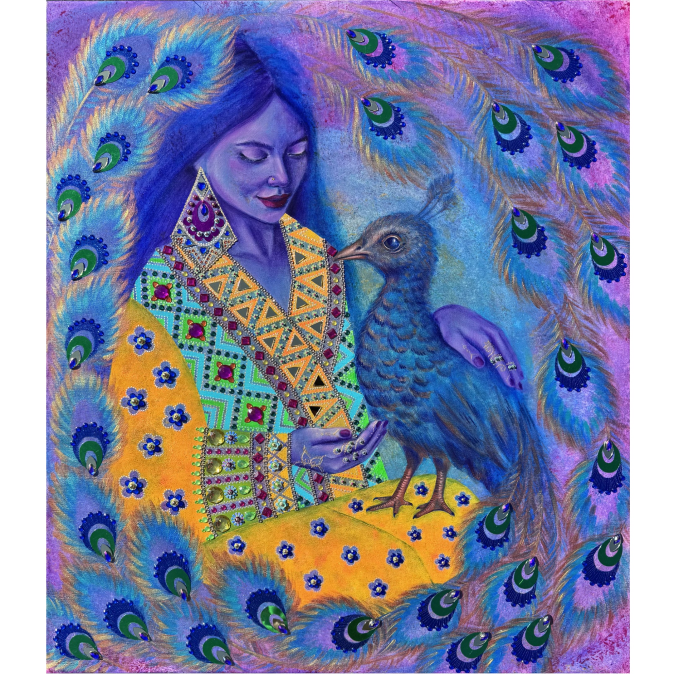 <br/> <br/> <br/> <h3>Geborgenheit</h3><br/> <h4>Mixed Media on Canvas <br/> ⌀ 70 cm x 80 cm <br/> 2025</h4> 