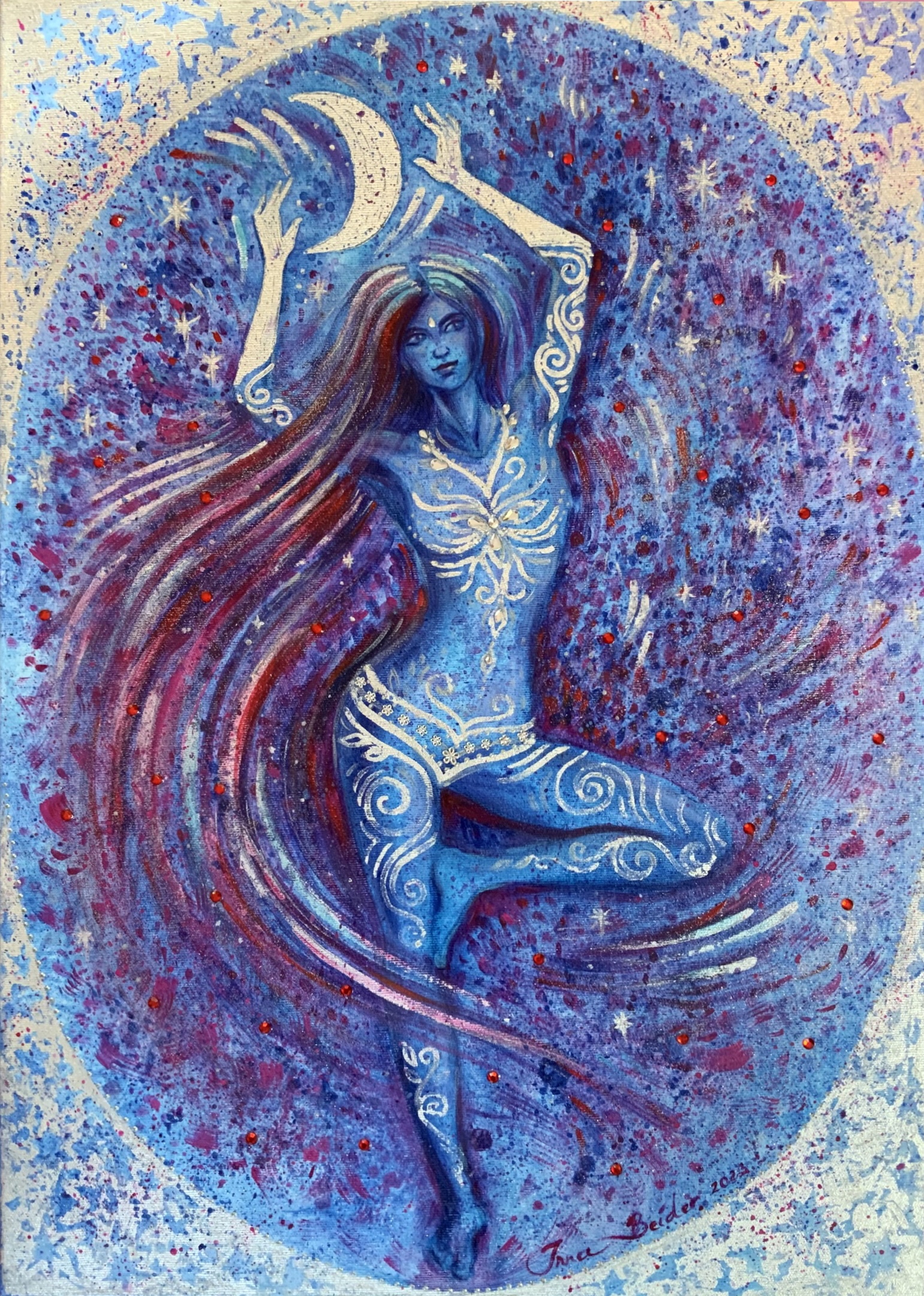 <h3>Himmelsköper III</h3><br/> <h4>Mixed Media on Canvas <br/> 50 cm x 70 cm <br/> 2023</h4> 