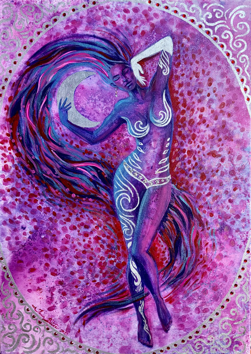 <h3>Himmelskörper II</h3><br/><h4> Mixed Media on Canvas<br/> 50 cm x 70 cm<br/> 2022</h4>