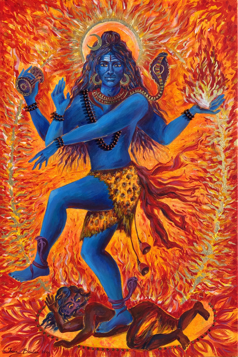 <h3>Shiva Nataraja</h3><br/> <h4>Mixed Media on Canvas <br/>  60 cm x 90 cm<br/> 2022</h4>
