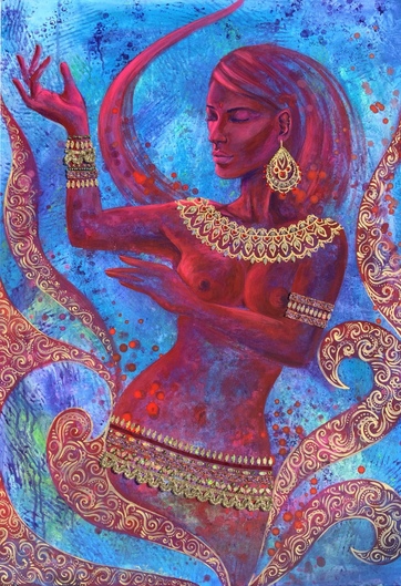 <h3>Your Inner Divinity I 🔴</h3><br/> <h4>Mixed Media on Canvas<br/> 70 cm x 100 cm<br/> 2021</h4>