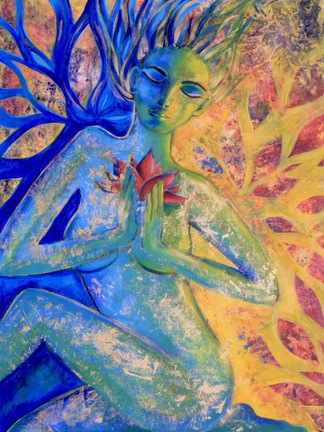<h3>The Apsara's Dream 🔴</h3><br/><h4> Acrylic on Canvas<br/>  60 cm x 80 cm<br/> 2020</h4>