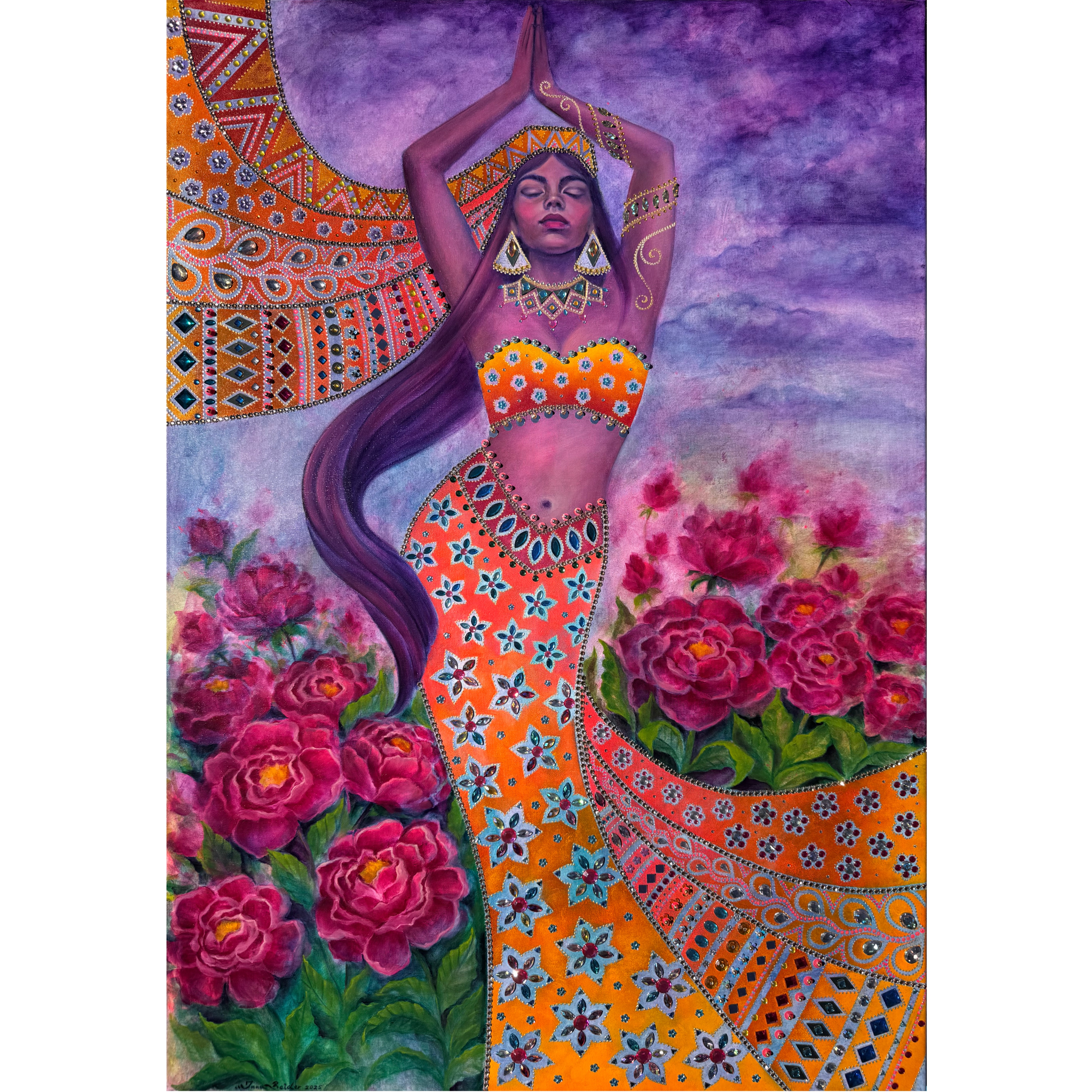 <br/> <br/> <br/> <h3>Prayer I</h3><br/> <h4>Mixed Media on Canvas <br/> ⌀ 70 cm x 100 cm <br/> 2025</h4> 