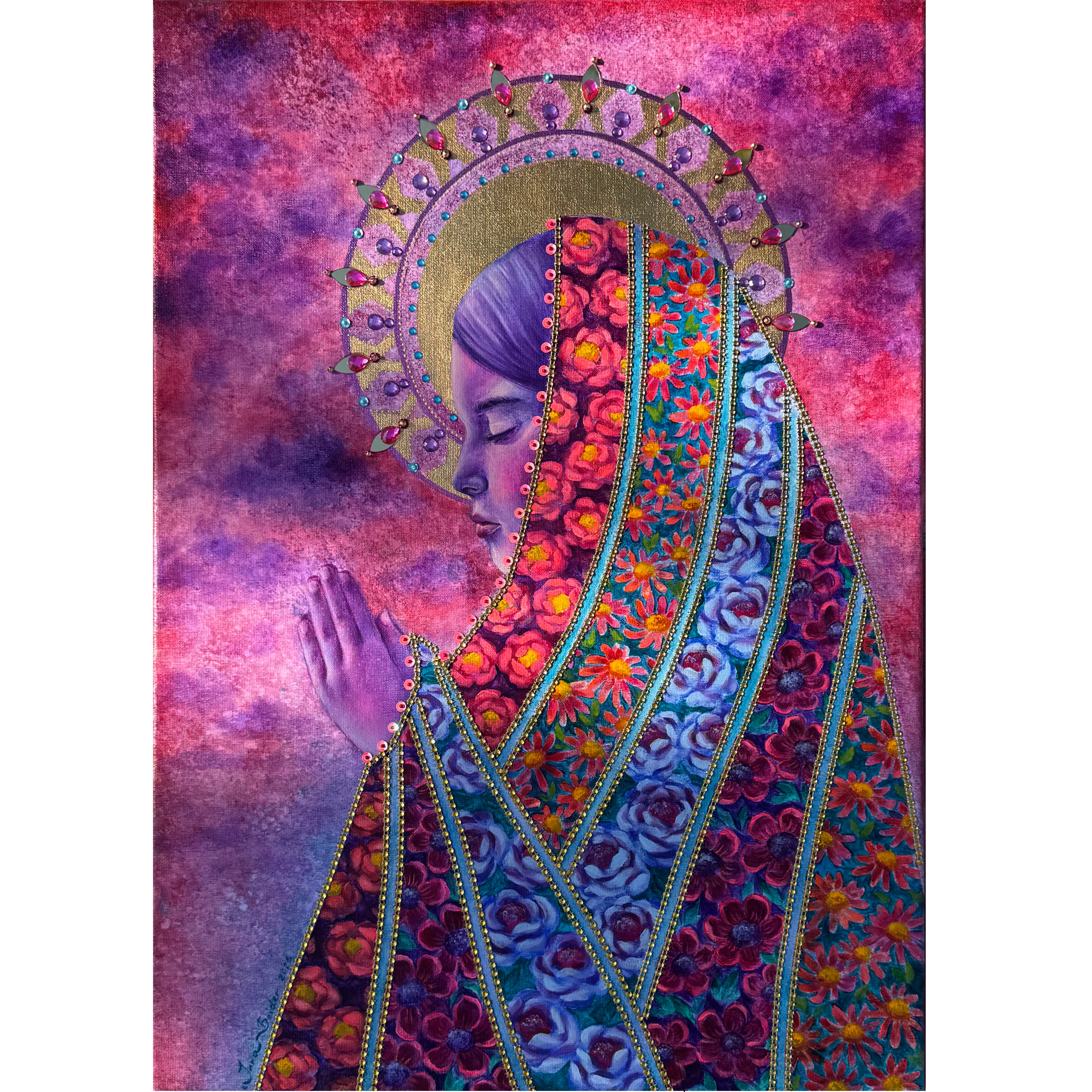 <br/> <br/> <br/> <h3>Radiance</h3><br/> <h4>Mixed Media on Canvas <br/> ⌀ 50 cm x 70 cm <br/> 2026</h4> 