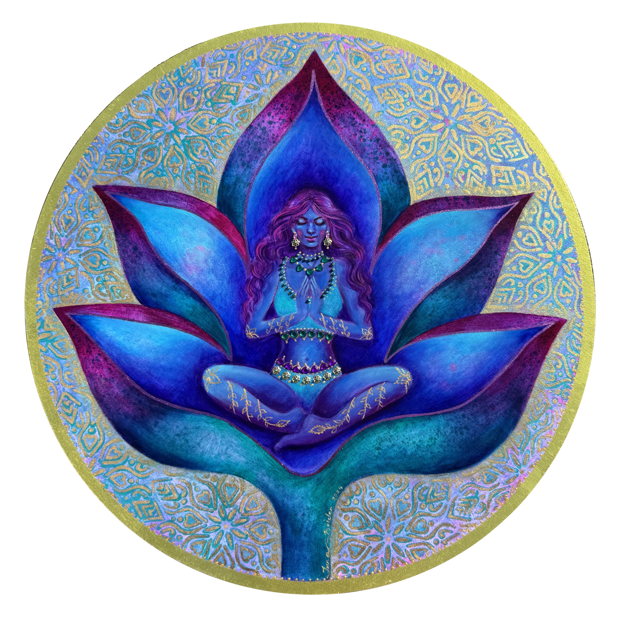 <h3>Sacred Moments I</h3><br/> <h4>Mixed Media on Canvas <br/> ⌀ 50 cm <br/> 2024</h4> 