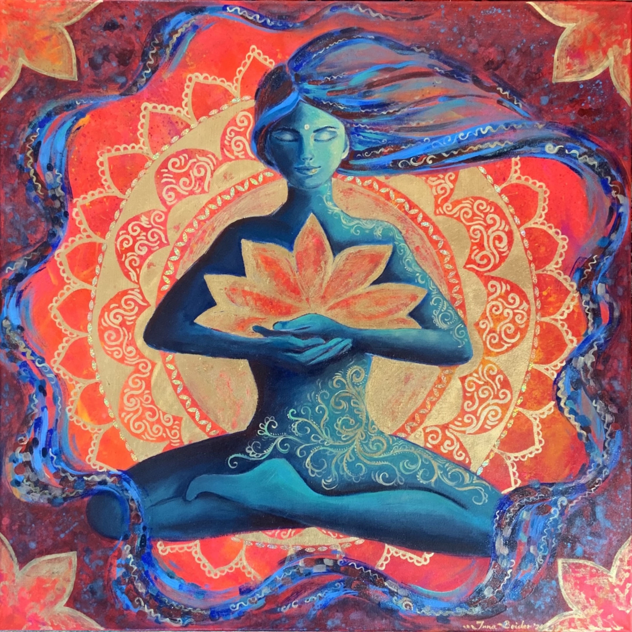 <h3>Satya 🔴</h3><br/><h4> Mixed Media on Canvas<br/>  80 cm x 80 cm<br/> 2021</h4>