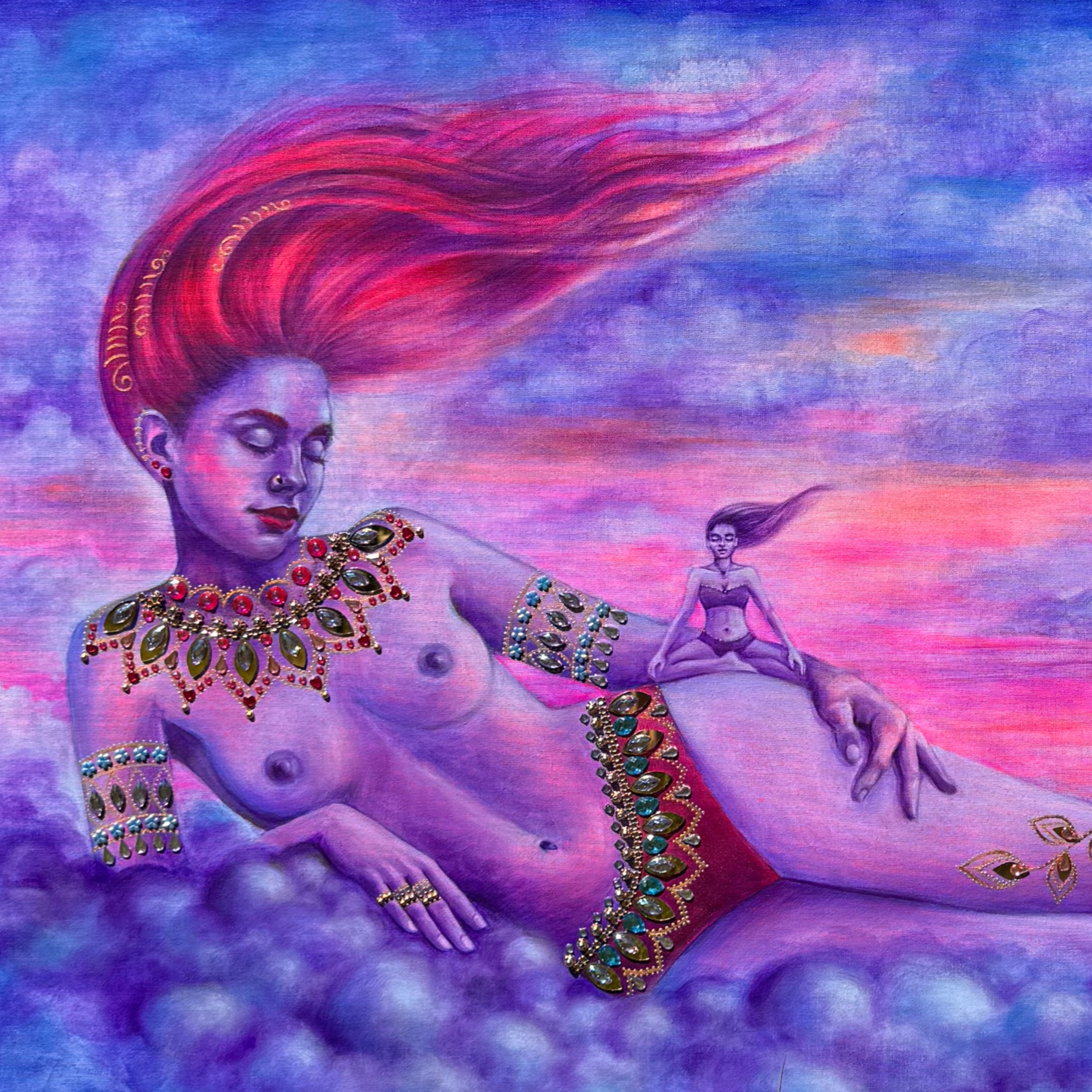 <br/> <br/> <br/> <h3>Sense of Presence</h3><br/> <h4>Mixed Media on Canvas <br/> ⌀ 70 cm x 100 cm <br/> 2025</h4> 