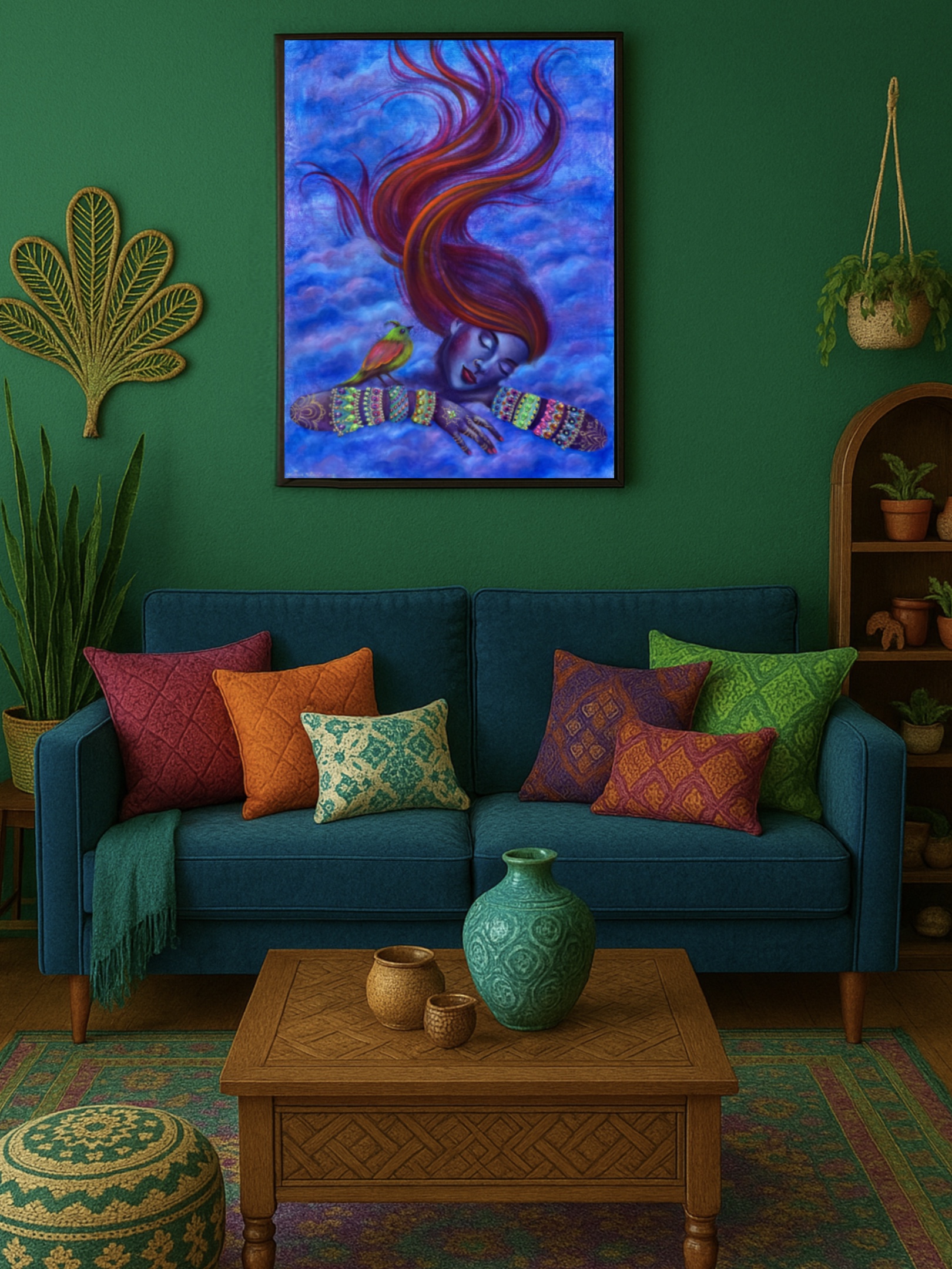 <h3>Bird's Eye View 🔴</h3><br/> <h4>Mixed Media on Canvas <br/> ⌀ 60 cm x 80 cm <br/> 2025</h4>  