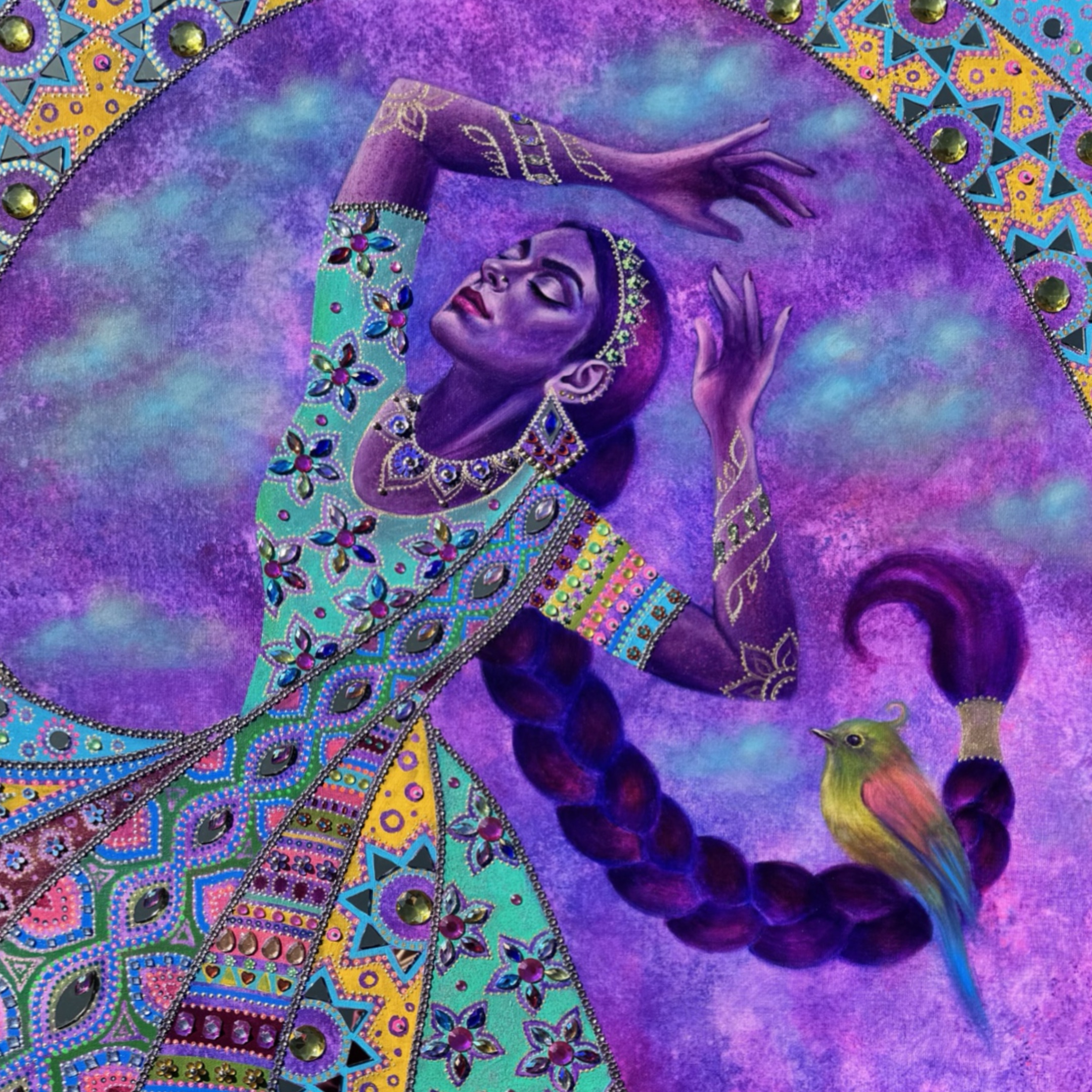 <br/> <br/> <br/> <h3>Caught In The Moment II</h3><br/> <h4>Mixed Media on Canvas <br/> ⌀ 70 cm x 100 cm <br/> 2025</h4> 