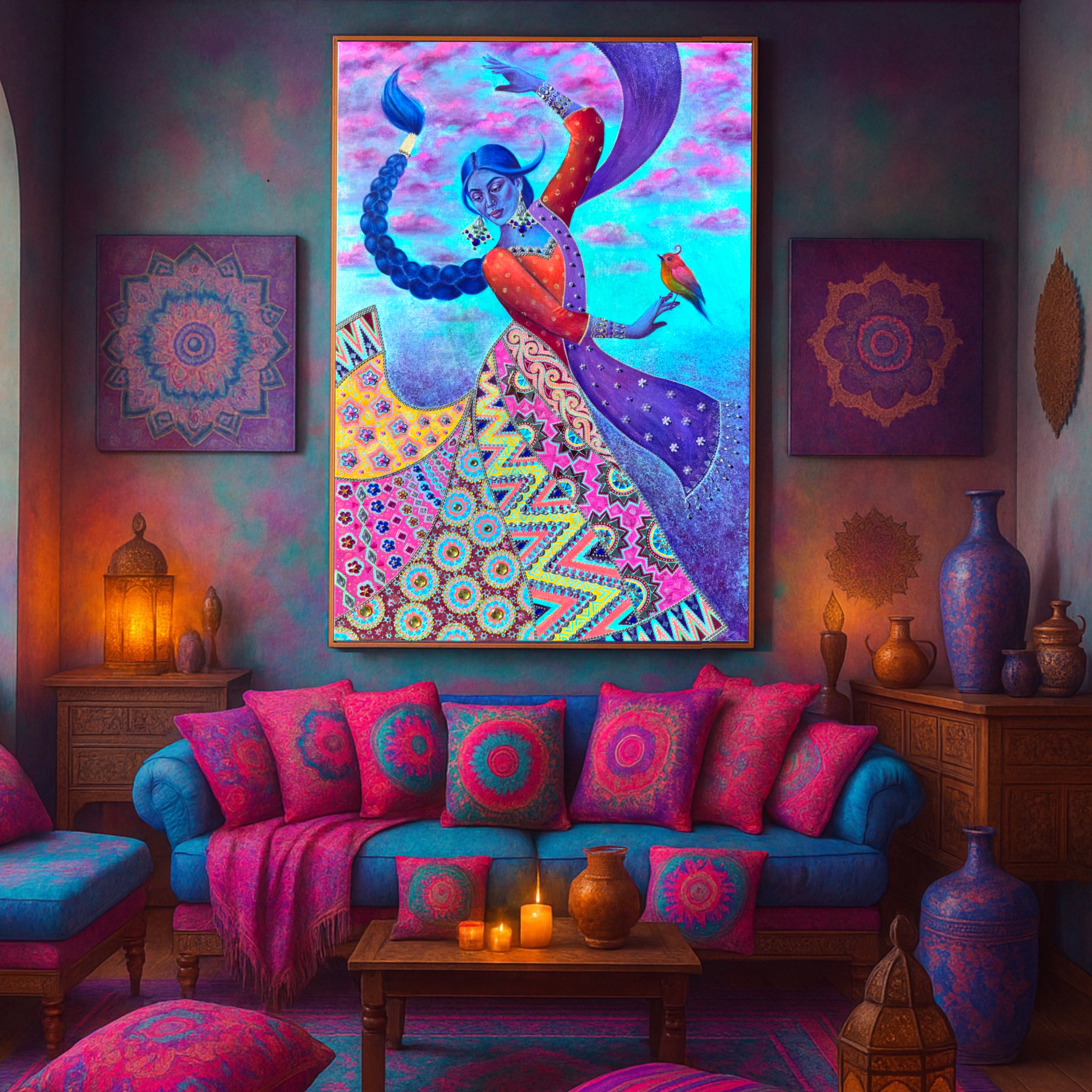 <br/> <br/> <br/> <h3>Caught In The Moment III</h3><br/> <h4>Mixed Media on Canvas <br/> ⌀ 70 cm x 100 cm <br/> 2025</h4>  