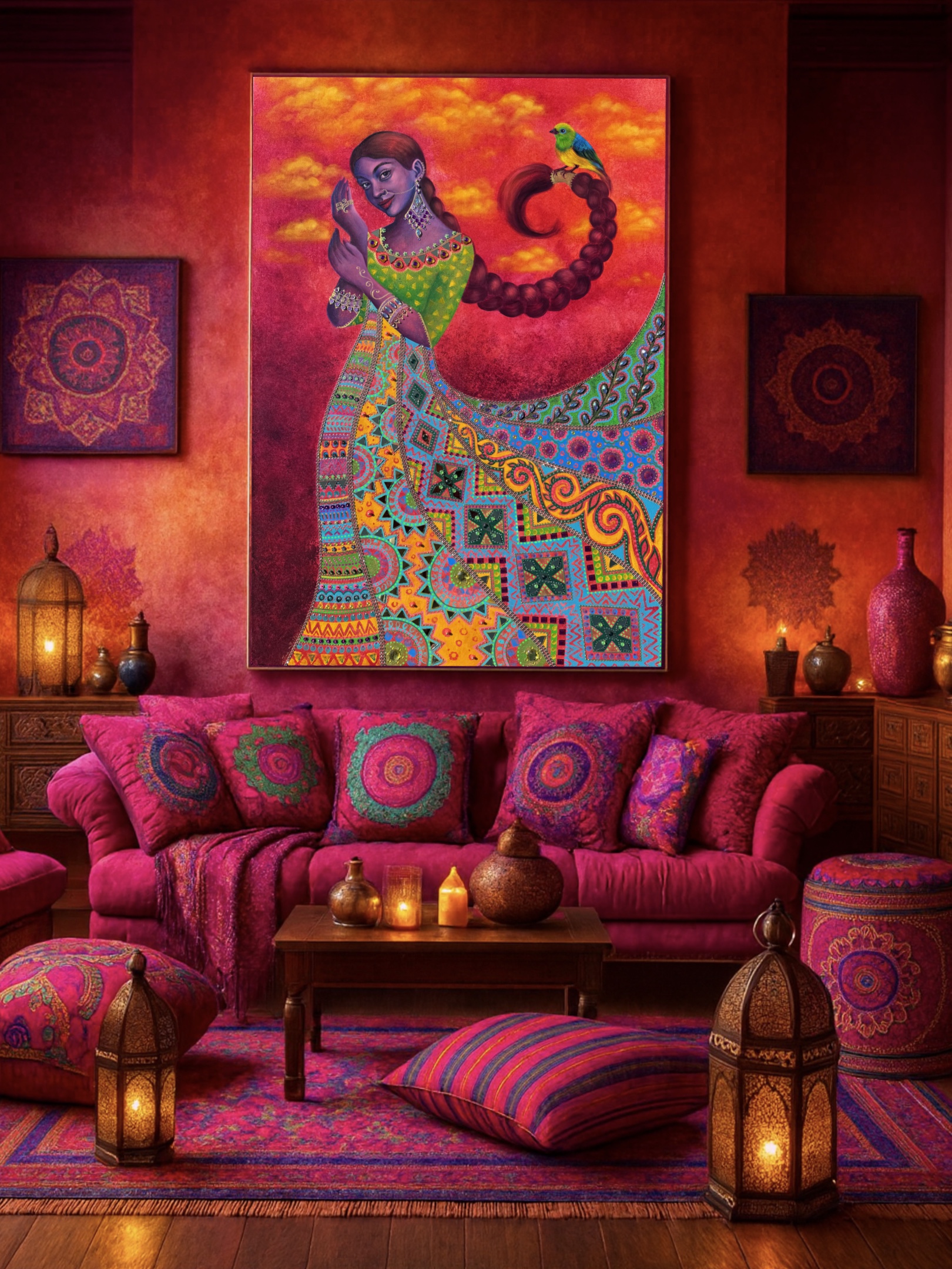 <br/> <br/> <br/> <h3>Caught In The Moment</h3><br/> <h4>Mixed Media on Canvas <br/> ⌀ 70 cm x 100 cm <br/> 2025</h4>  