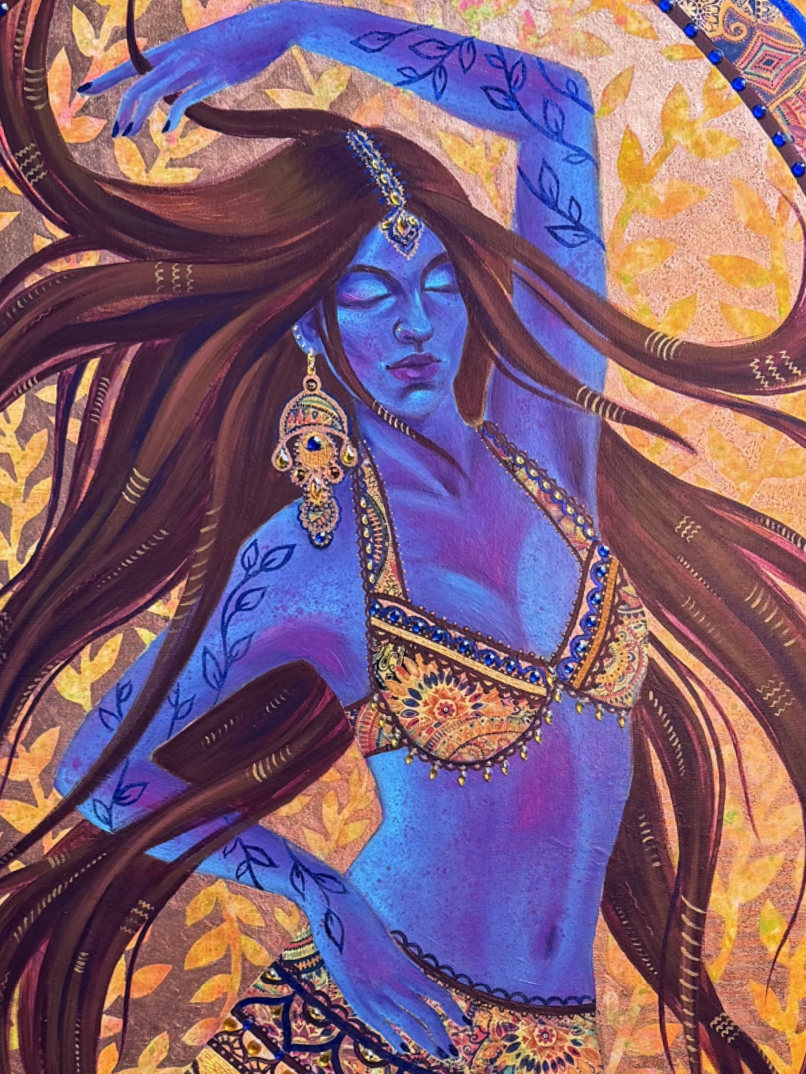 <h3>Dancing Shakti I</h3><br/> <h4>Mixed Media on Canvas <br/> 60 cm x 90 cm <br/> 2023</h4>