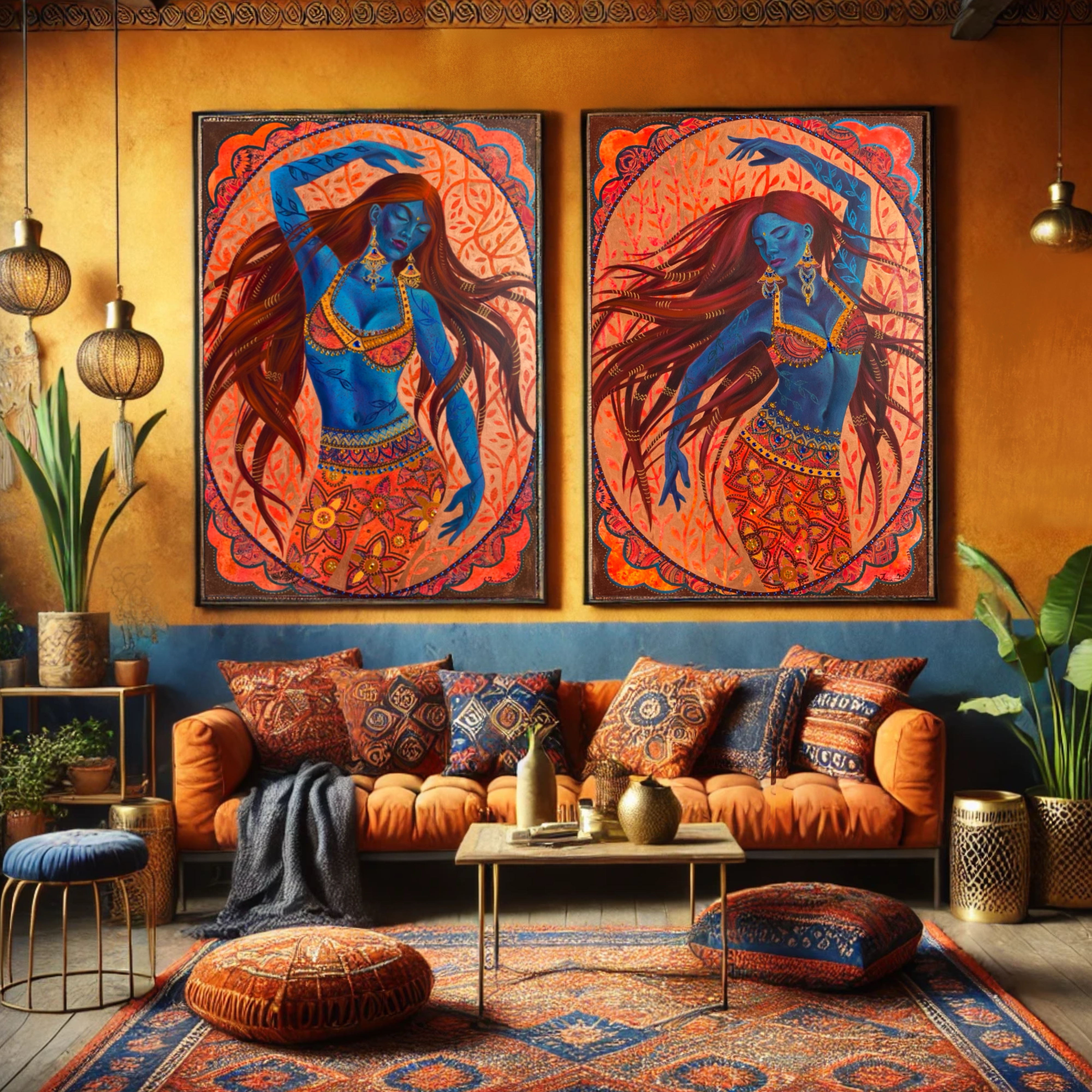 <h3>Dancing Shakti II</h3><br/> <h4>Mixed Media on Canvas <br/> 60 cm x 90 cm <br/> 2023</h4>