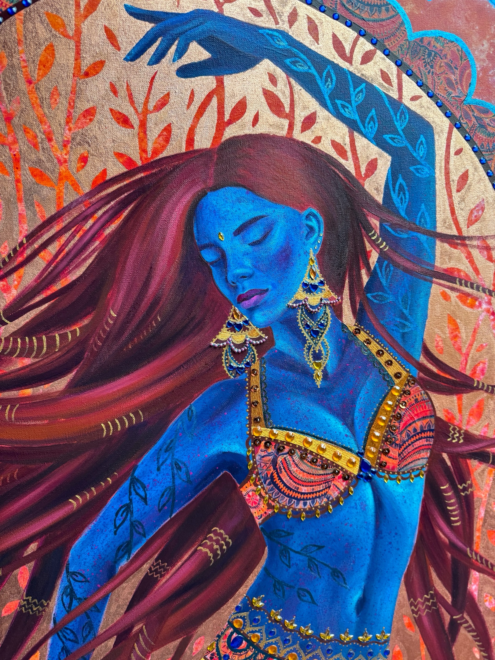 <h3>Dancing Shakti III</h3><br/> <h4>Mixed Media on Canvas <br/> 60 cm x 90 cm <br/> 2023</h4>