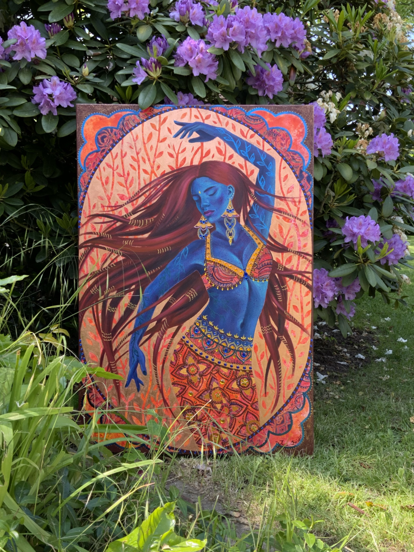 <h3>Dancing Shakti III</h3><br/> <h4>Mixed Media on Canvas <br/> 60 cm x 90 cm <br/> 2023</h4>