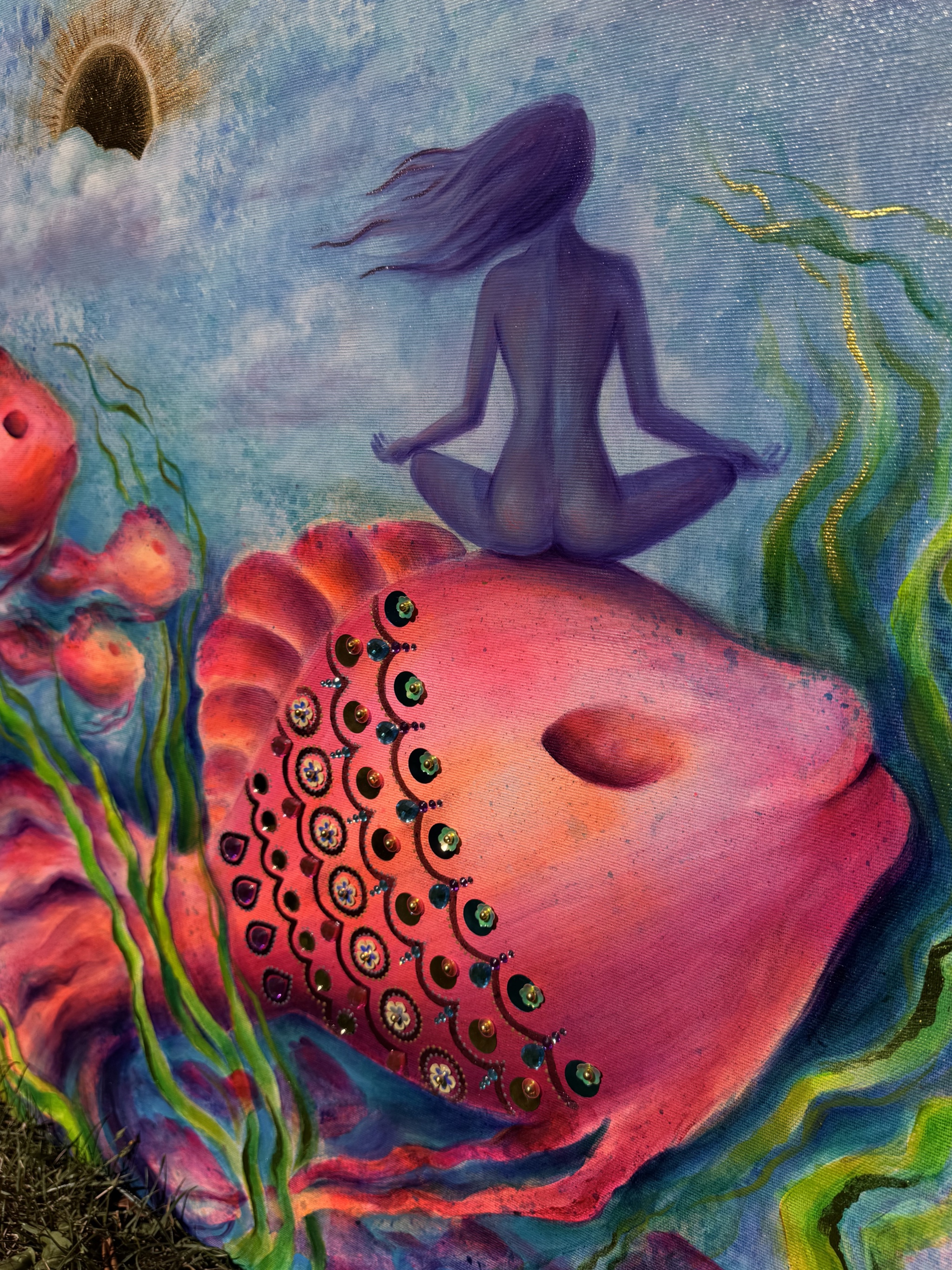 <br/> <br/> <br/> <h3>Deep Dive III</h3><br/> <h4>Mixed Media on Canvas <br/> ⌀ 70 cm x 90 cm <br/>  2026</h4>  