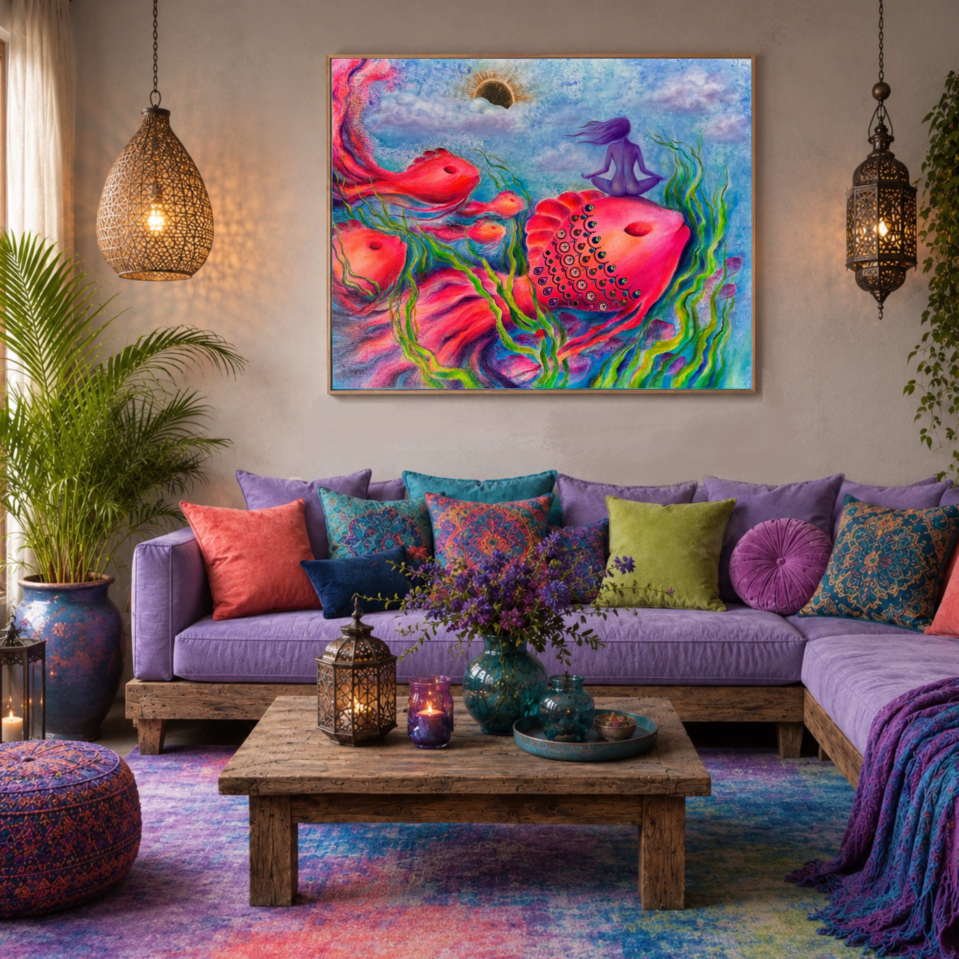 <br/> <br/> <br/> <h3>Deep Dive III</h3><br/> <h4>Mixed Media on Canvas <br/> ⌀ 70 cm x 90 cm <br/> 2026</h4>  