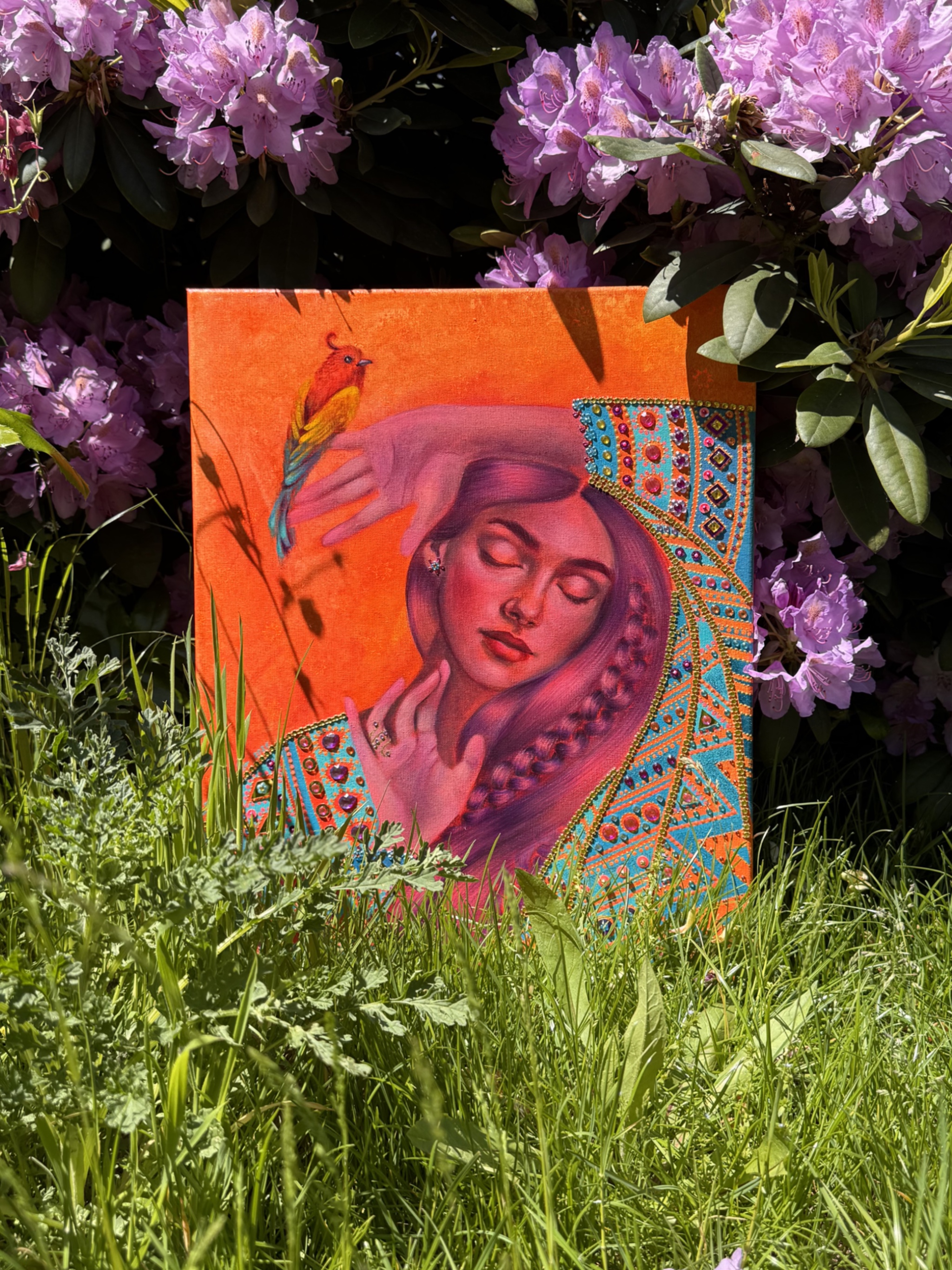 <br/> <br/> <br/> <h3>Dreamy I</h3><br/> <h4>Mixed Media on Canvas <br/> ⌀ 40 cm x 50 cm <br/> 2026</h4> 