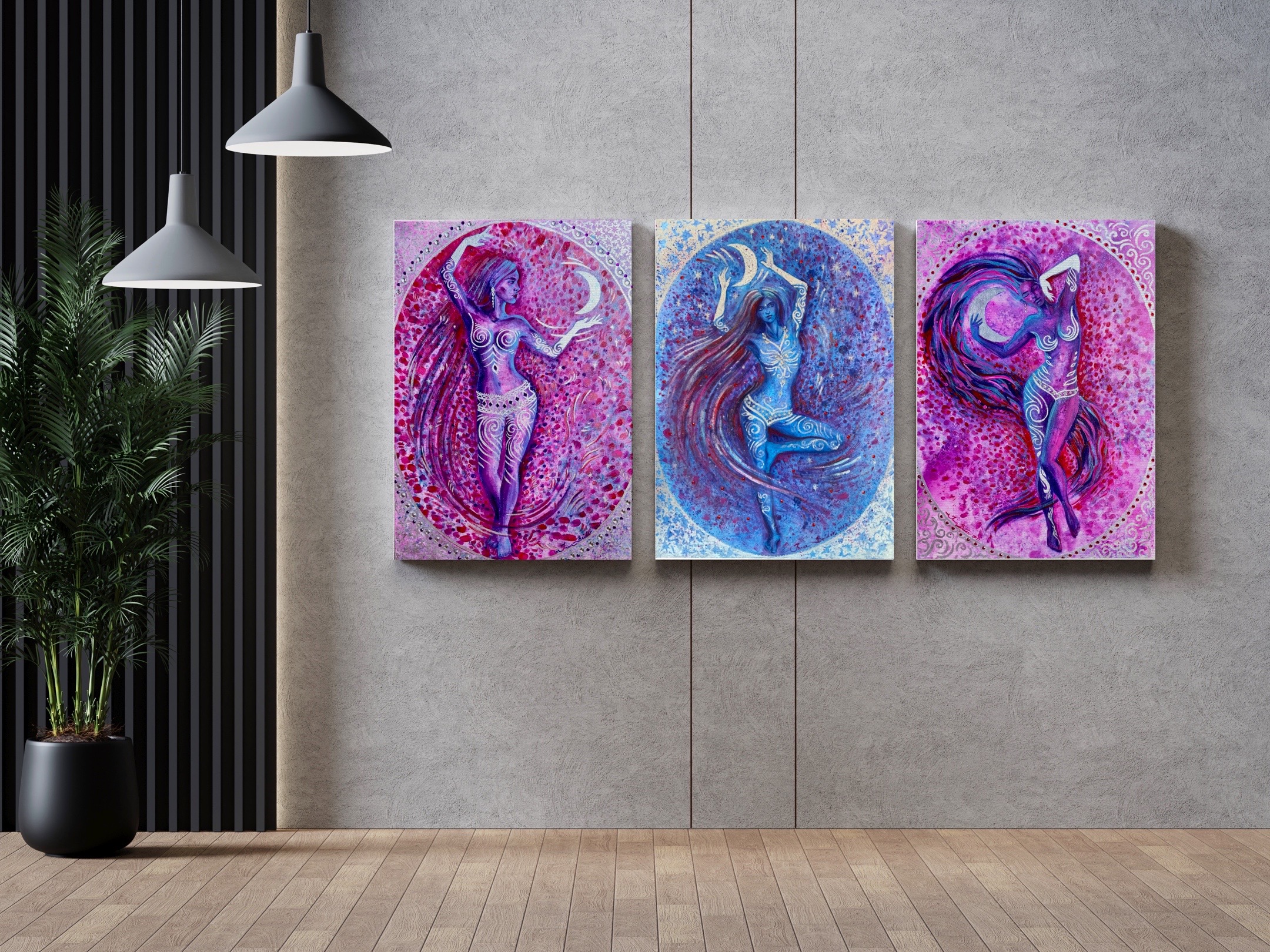 <h3>Himmelsköper III</h3><br/> <h4>Mixed Media on Canvas <br/> 50 cm x 70 cm <br/> 2023</h4>
