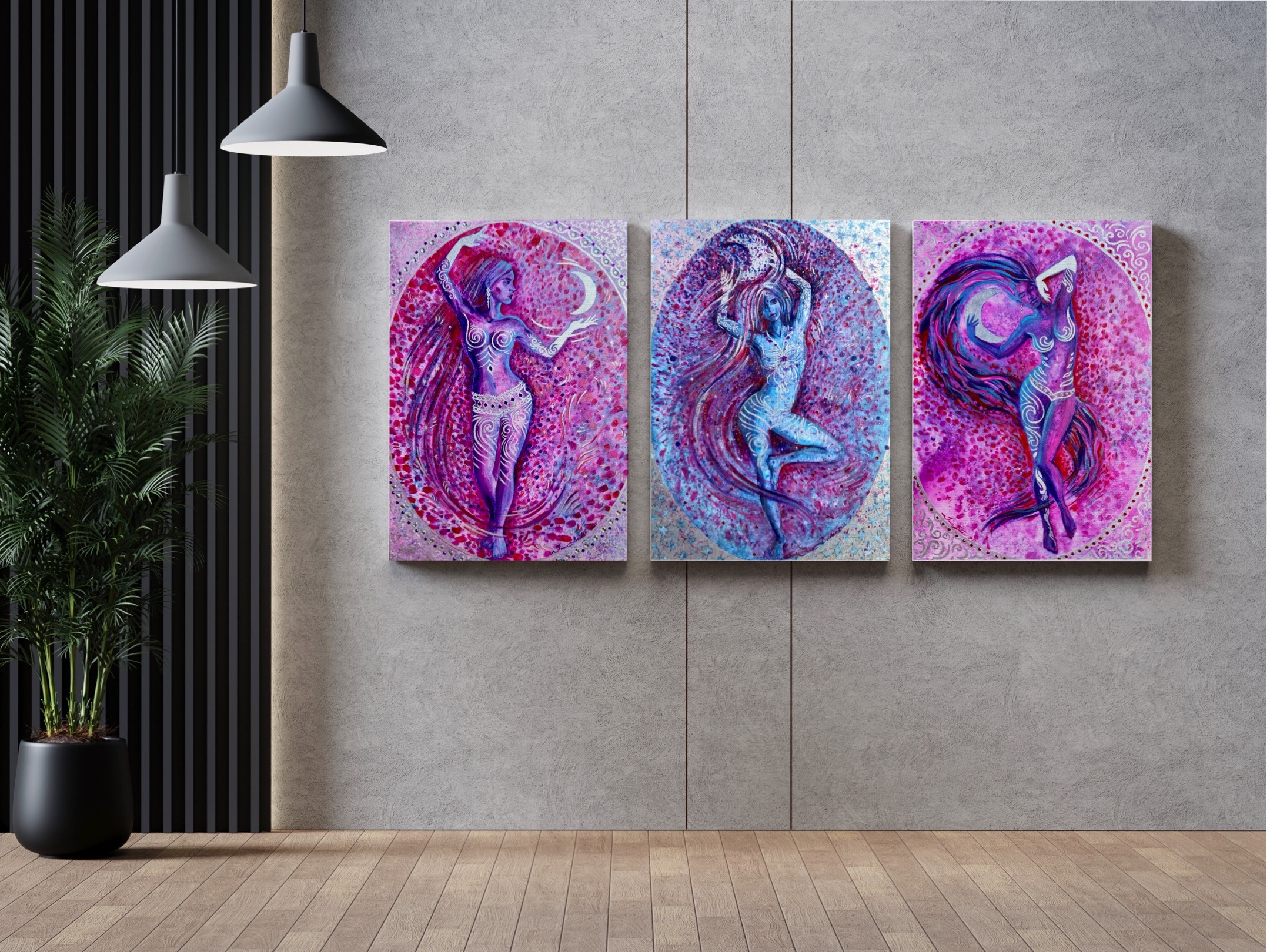 <h3>Himmelskörper II</h3><br/><h4> Mixed Media on Canvas<br/> 50 cm x 70 cm<br/> 2022</h4>