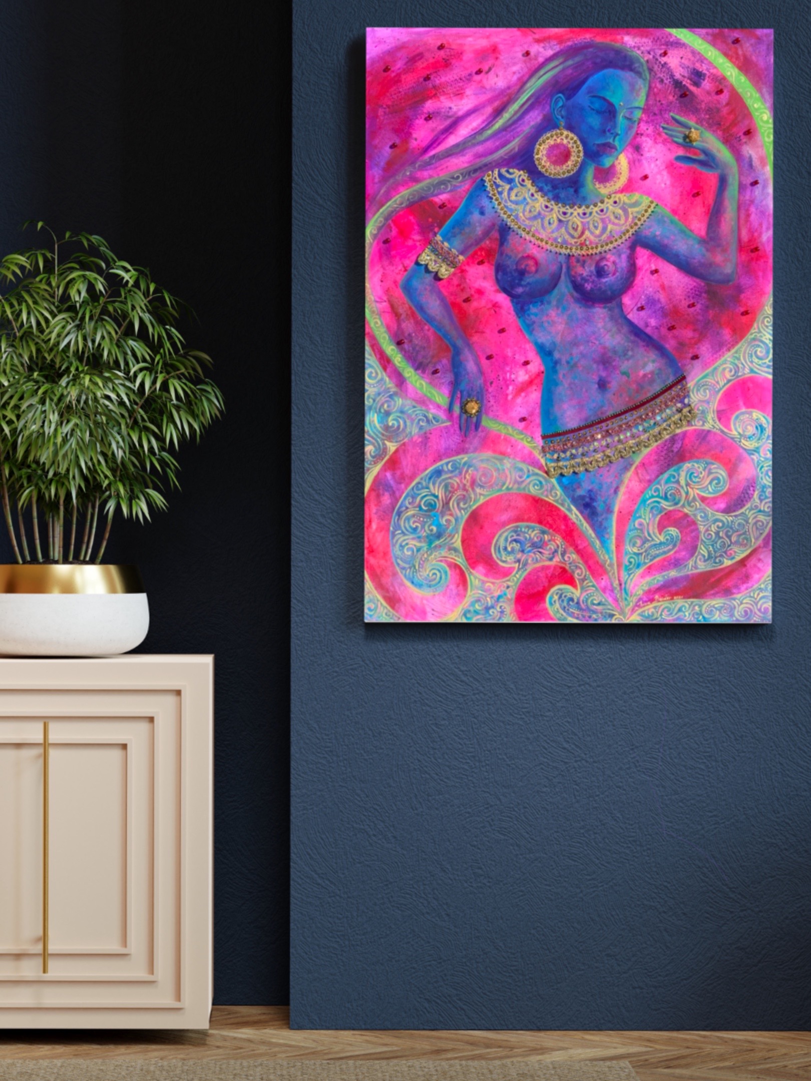 <h3>Your Inner Divinity II 🔴</h3><br/> <h4>Mixed Media on Canvas<br/> 70 cm x 100 cm<br/> 2021</h4>