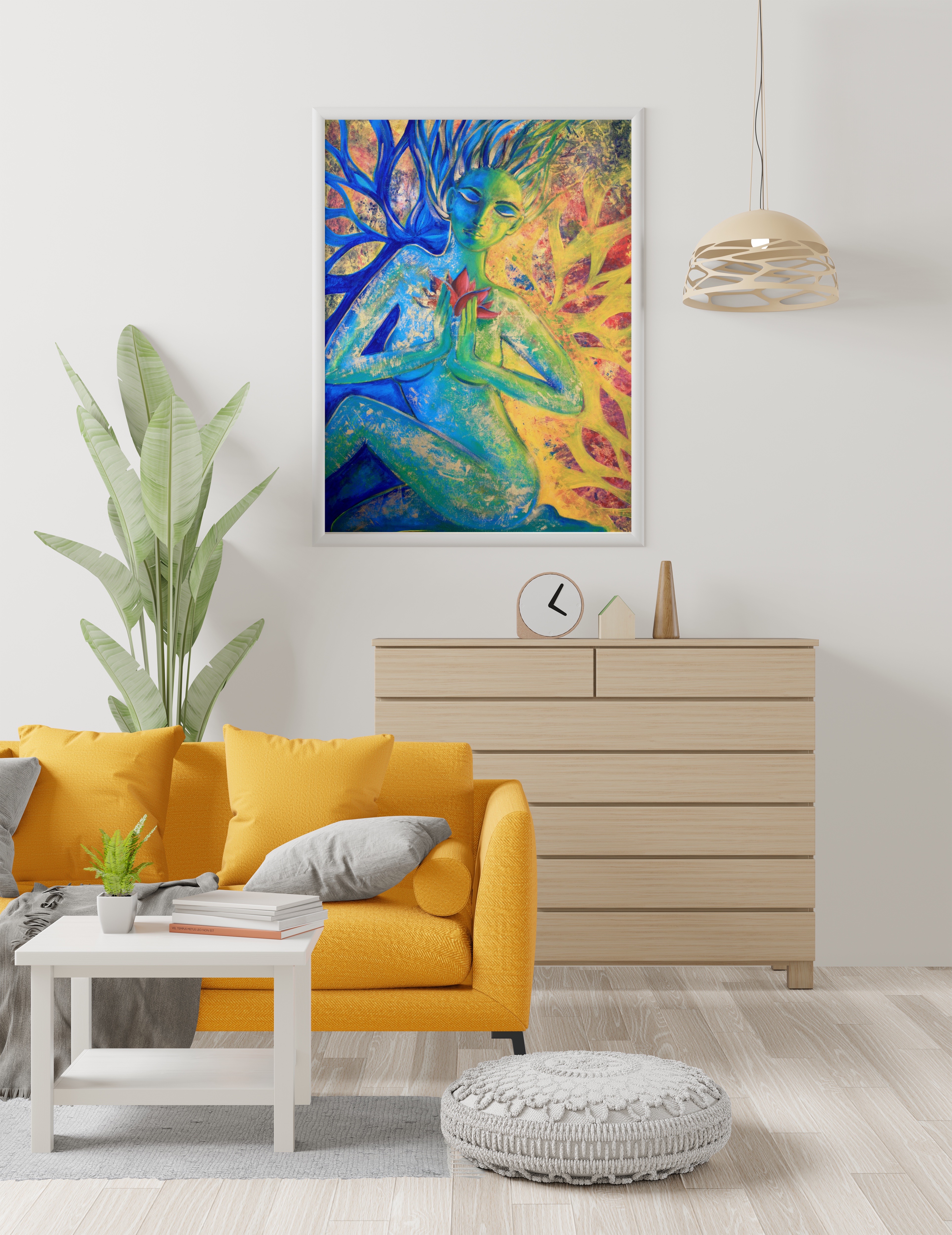<h3>The Apsara's Dream 🔴</h3><br/><h4> Acrylic on Canvas<br/>  60 cm x 80 cm<br/> 2020</h4>