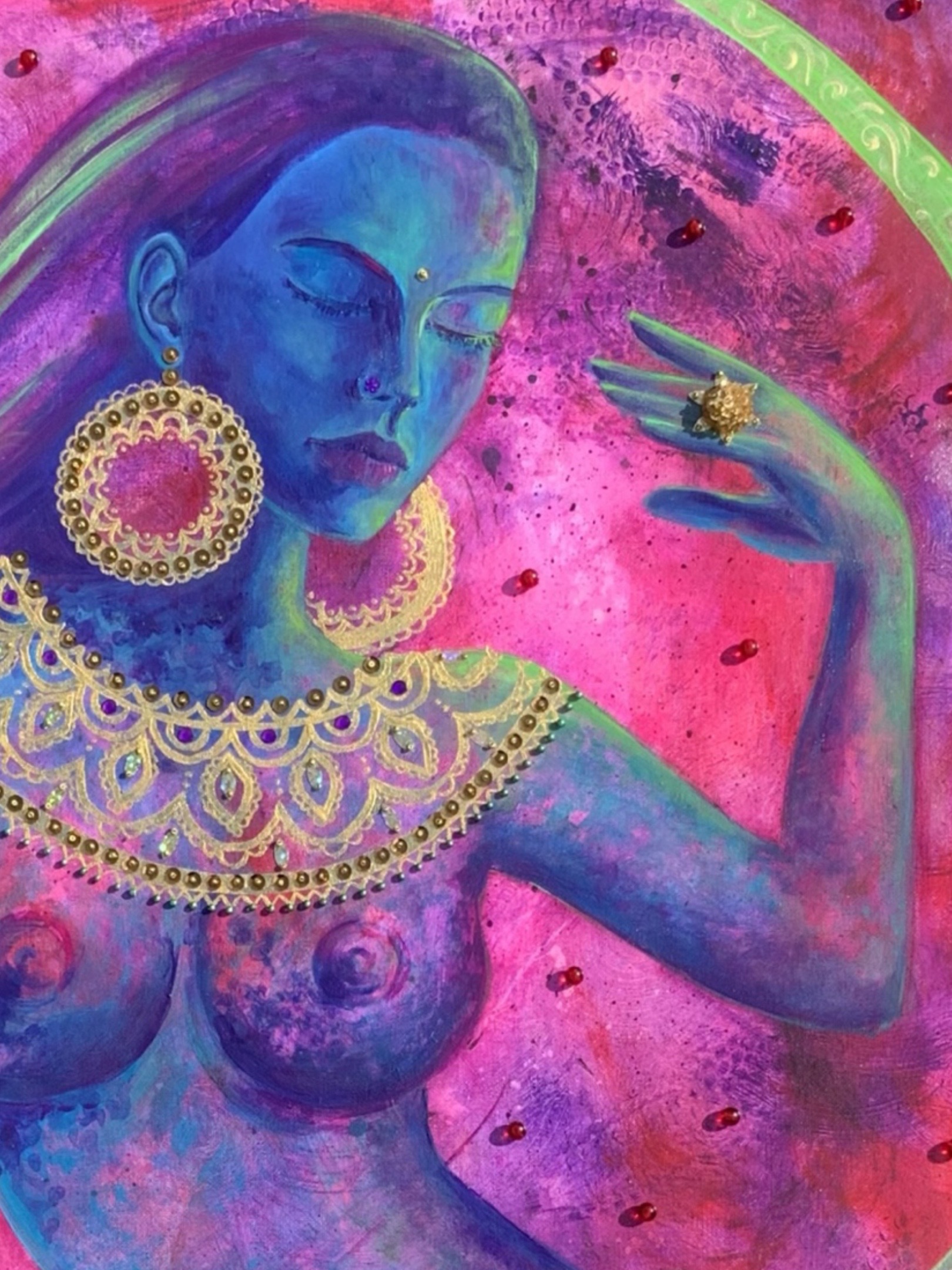 <h3>Your Inner Divinity II 🔴</h3><br/> <h4>Mixed Media on Canvas<br/> 70 cm x 100 cm<br/> 2021</h4>
