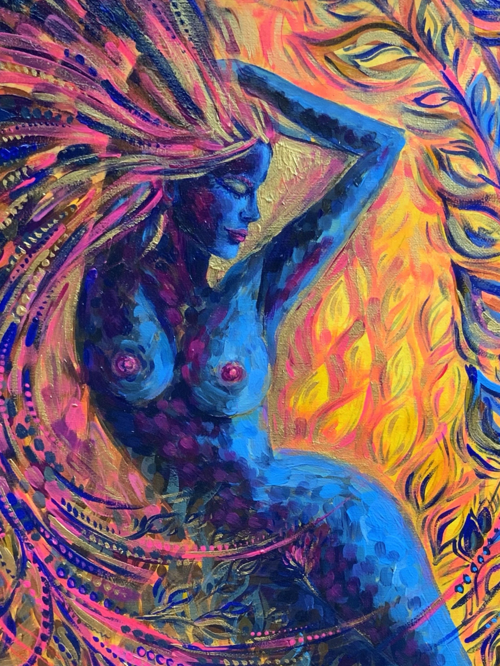 <h3>In Her Environment</h3><br/><h4> Acrylic on Canvas<br/>  50 cm x 70 cm<br/> 2021</h4>