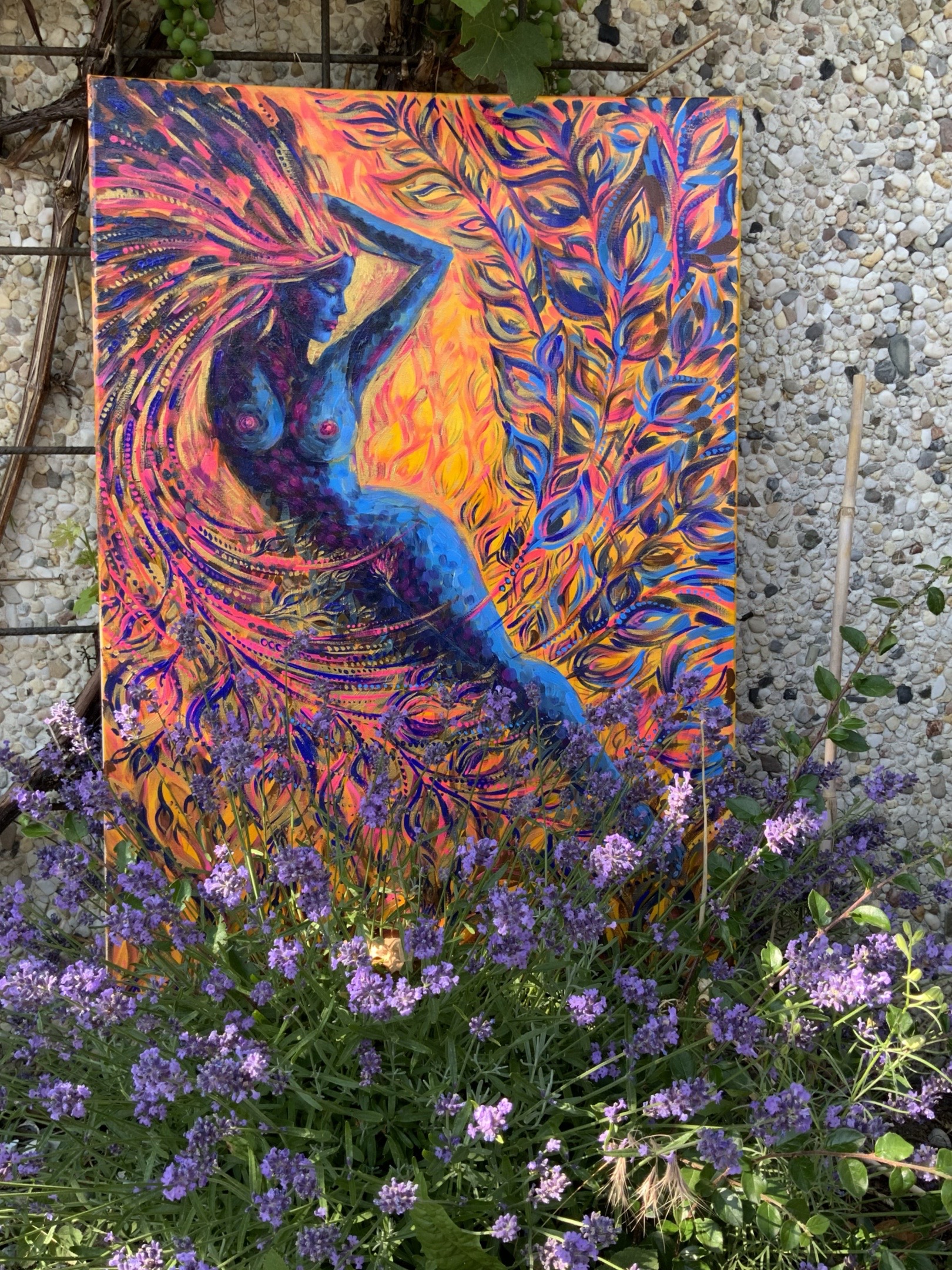 <h3>In Her Environment</h3><br/><h4> Acrylic on Canvas<br/>  50 cm x 70 cm<br/> 2021</h4>
