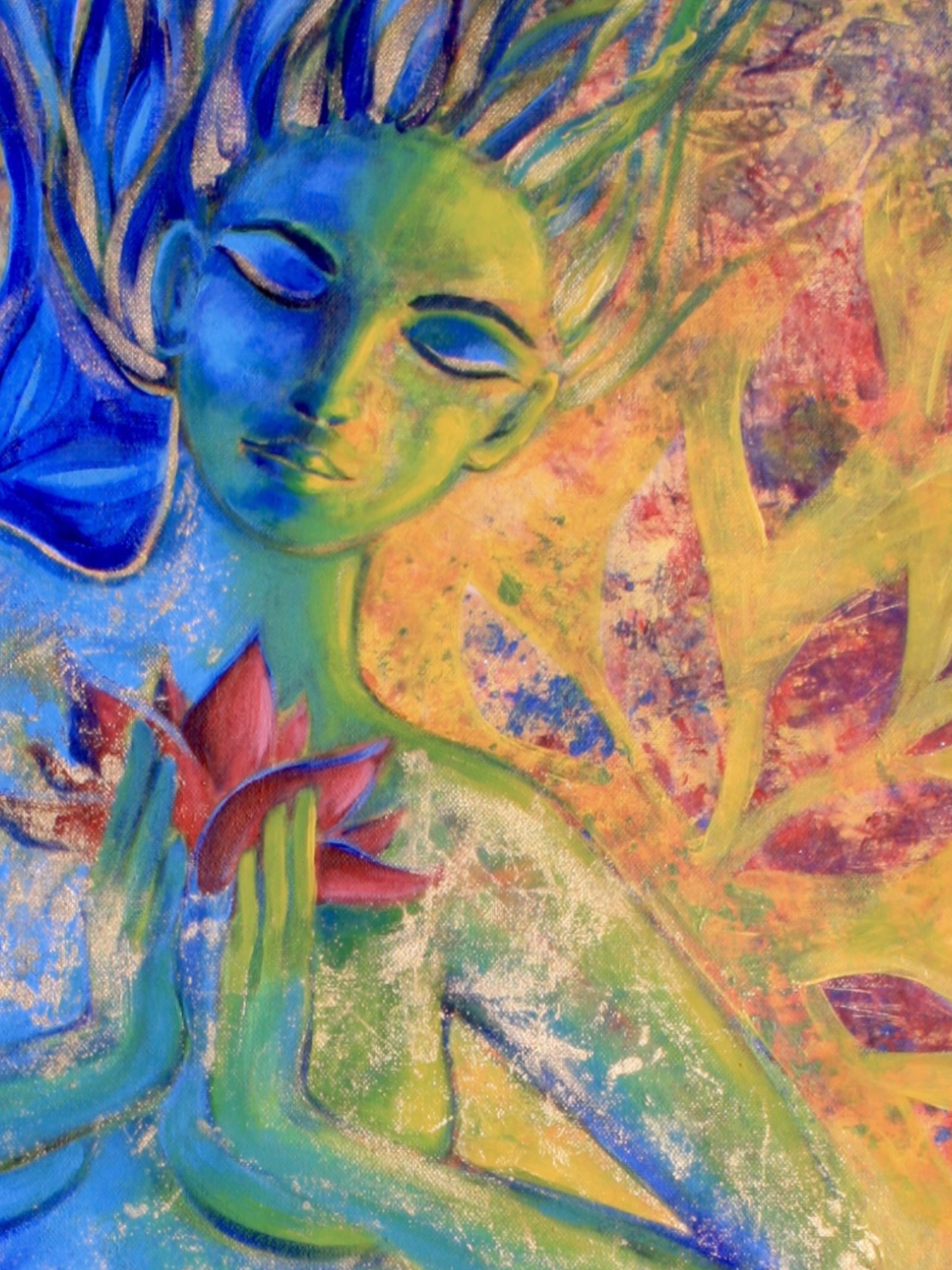 <h3>The Apsara's Dream 🔴</h3><br/><h4> Acrylic on Canvas<br/>  60 cm x 80 cm<br/> 2020</h4>