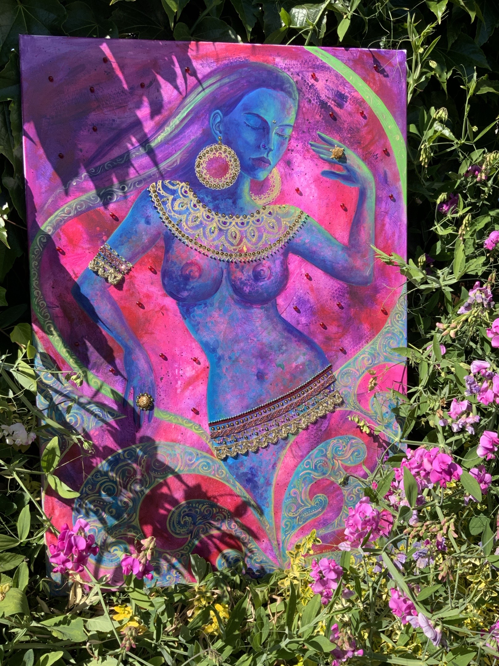 <h3>Your Inner Divinity II 🔴</h3><br/> <h4>Mixed Media on Canvas<br/> 70 cm x 100 cm<br/> 2021</h4>