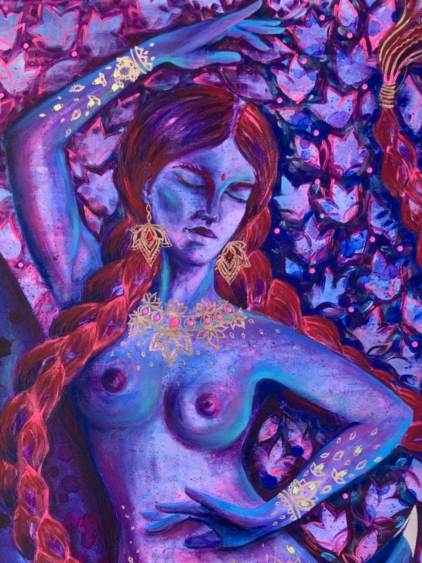 <h3>Rising Flower</h3><br/><h4> Mixed Media on Canvas<br/> 70 cm x 100 cm<br/> 2022</h4>