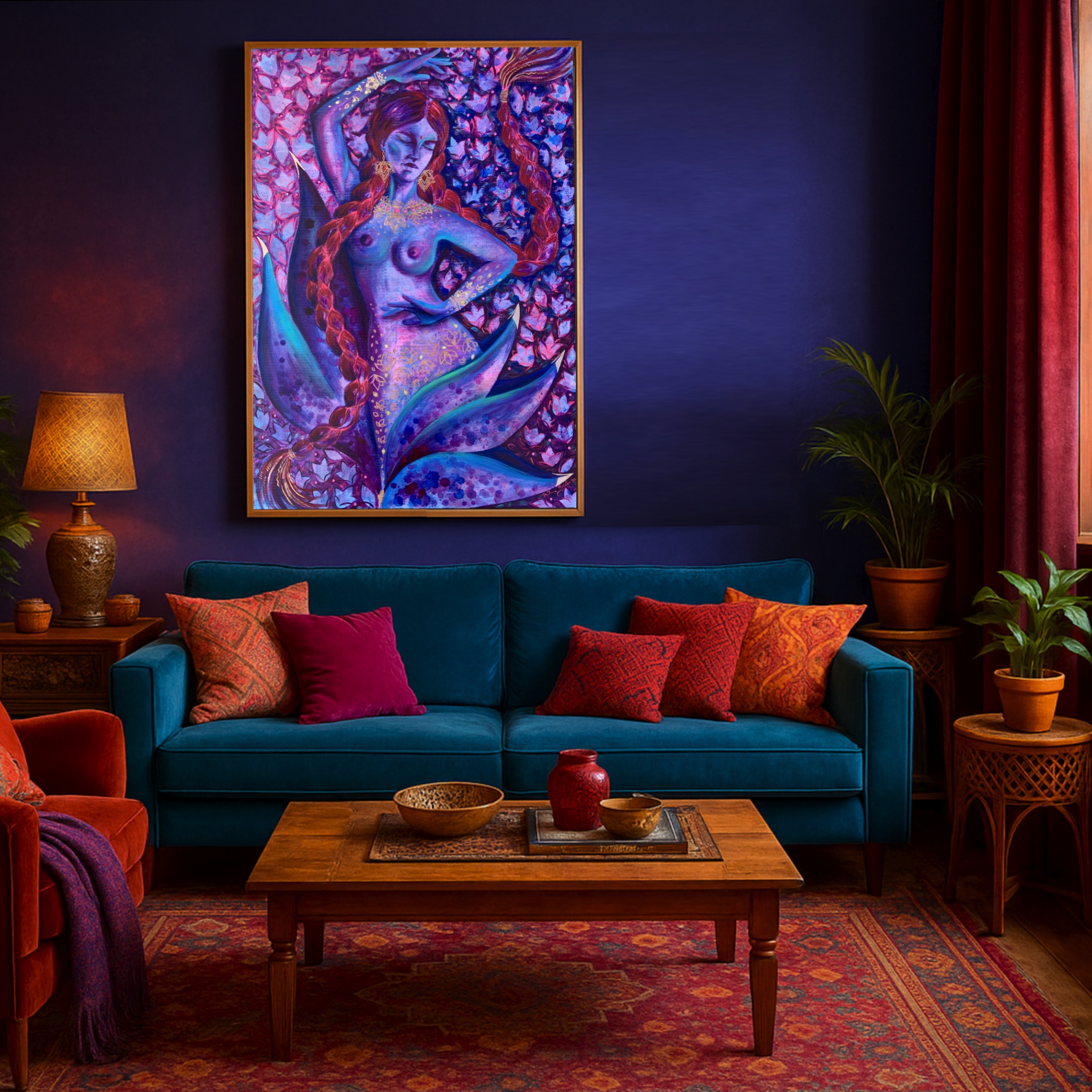 <h3>Rising Flower</h3><br/><h4> Mixed Media on Canvas<br/> 70 cm x 100 cm<br/> 2022</h4>