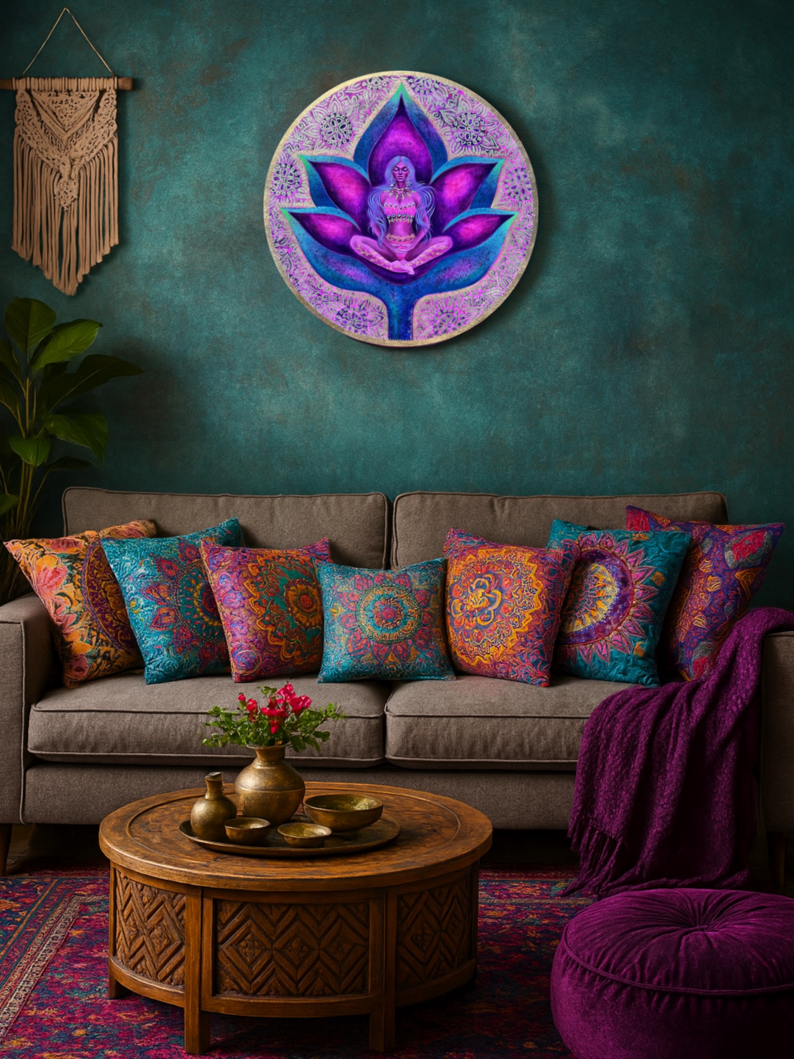 <h3>Sacred Moments III </h3><br/> <h4>Mixed Media on Canvas <br/> ⌀ 50 cm <br/> 2024</h4> 
