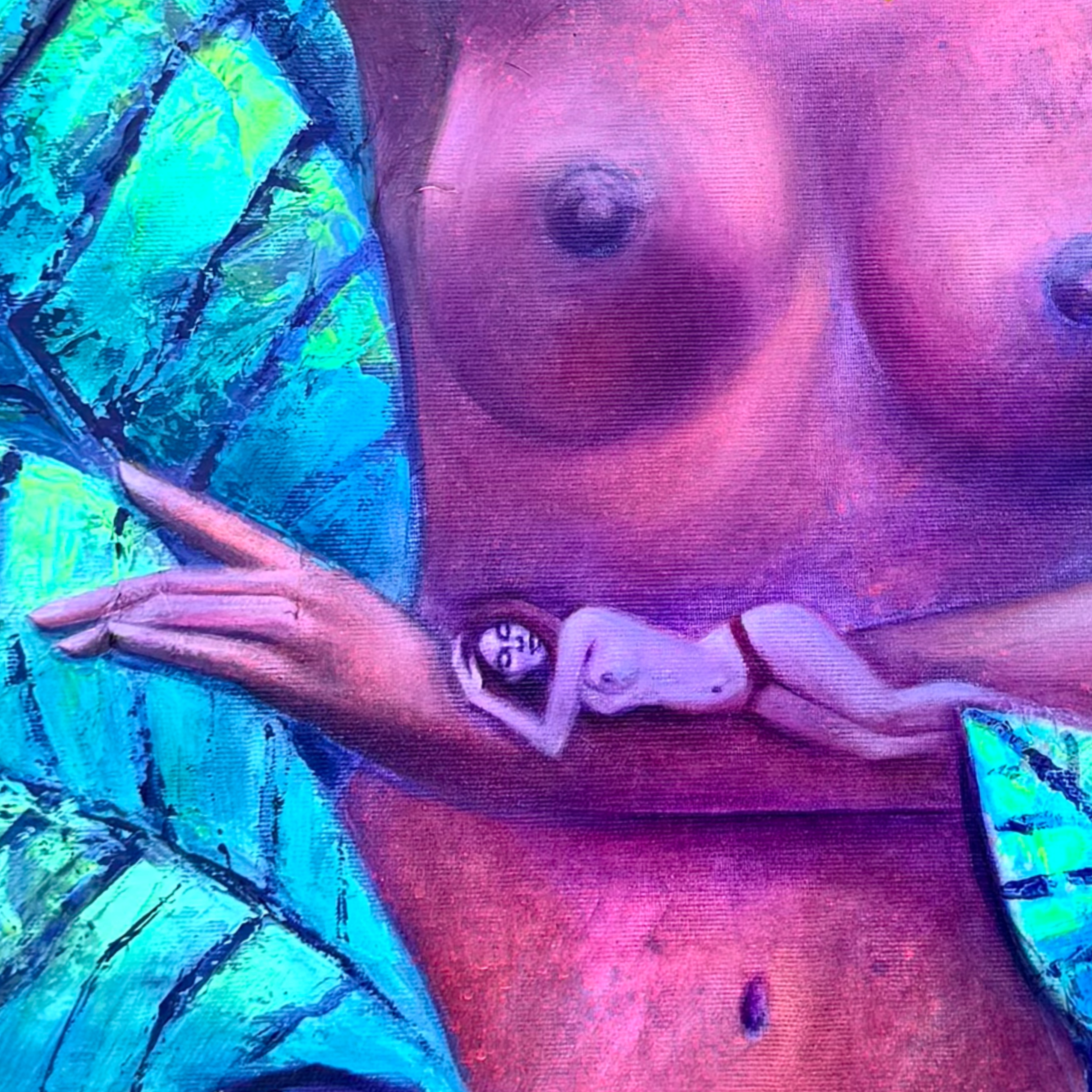 <br/> <br/> <br/> <h3>Sense of Presence II</h3><br/> <h4>Mixed Media on Canvas <br/> ⌀ 70 cm x 100 cm <br/> 2025</h4> 