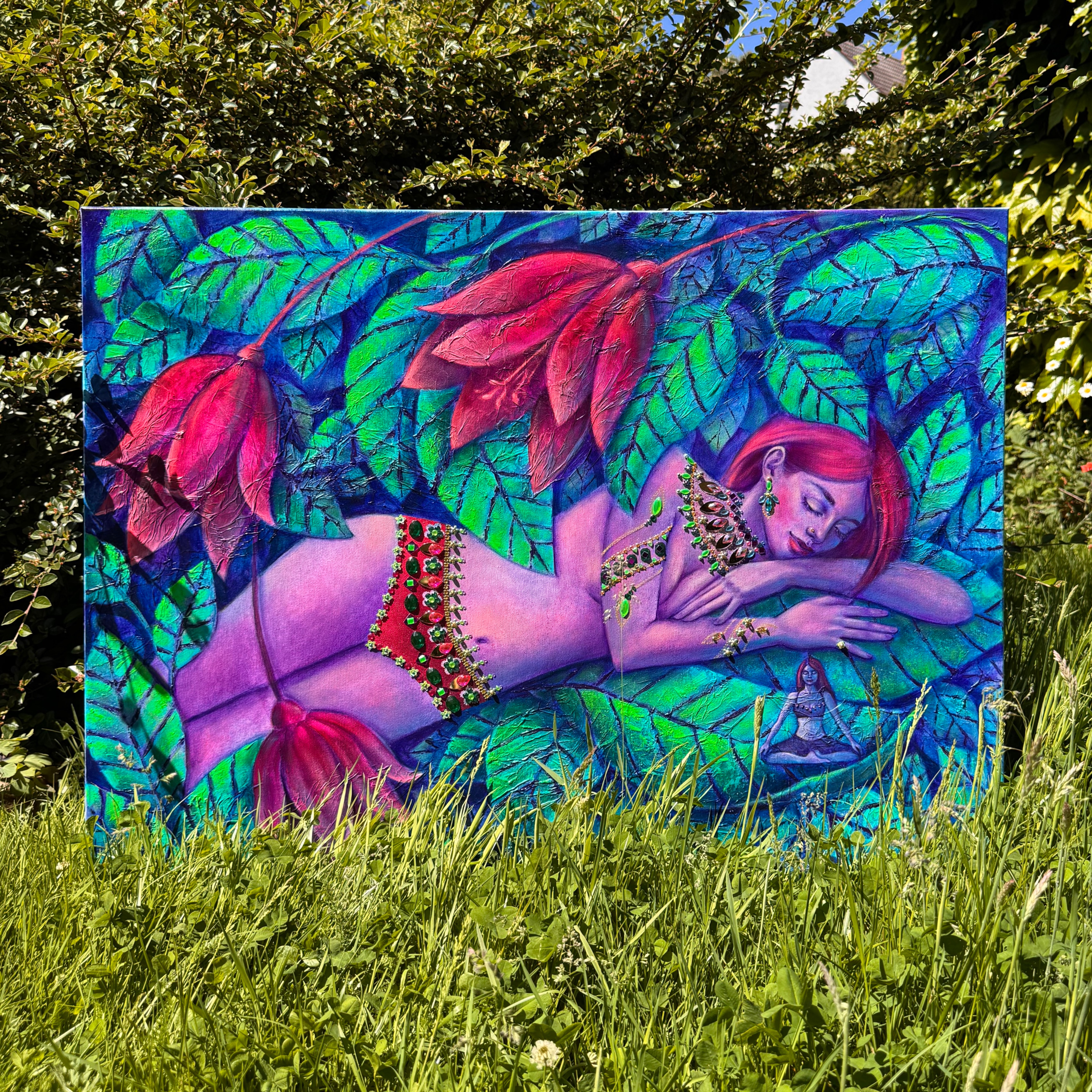 <br/> <br/> <br/> <h3>Sense of Presence IV</h3><br/> <h4>Mixed Media on Canvas <br/> ⌀ 70 cm x 100 cm <br/> 2026</h4> 