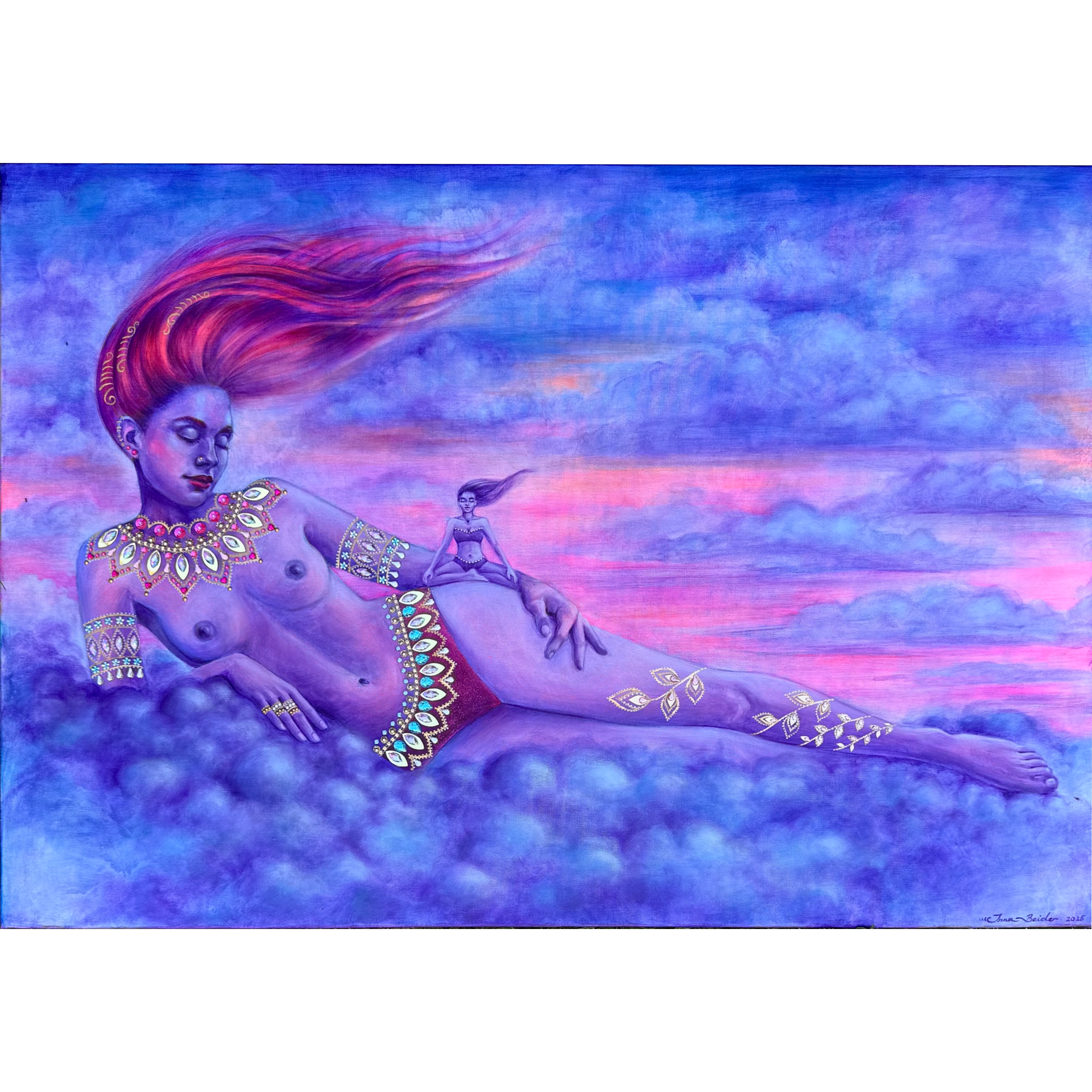 <br/> <br/> <br/> <h3>Sense of Presence</h3><br/> <h4>Mixed Media on Canvas <br/> ⌀ 70 cm x 100 cm <br/> 2025</h4> 