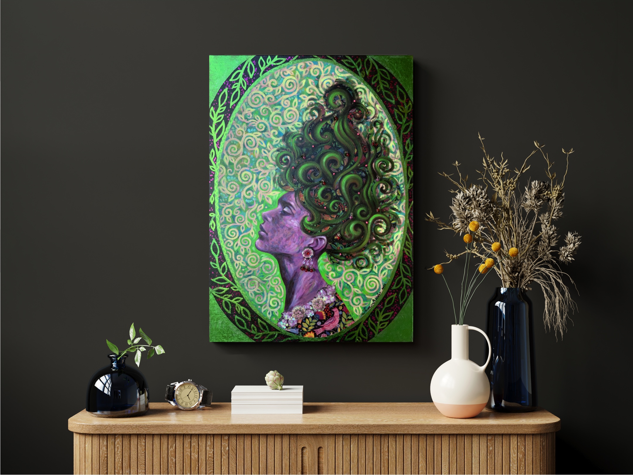 <h3>A Midsummer Night's Dream</h3><br/> <h4>Mixed Media on Canvas <br/> 50 cm x 70 cm <br/> 2022</h4>
