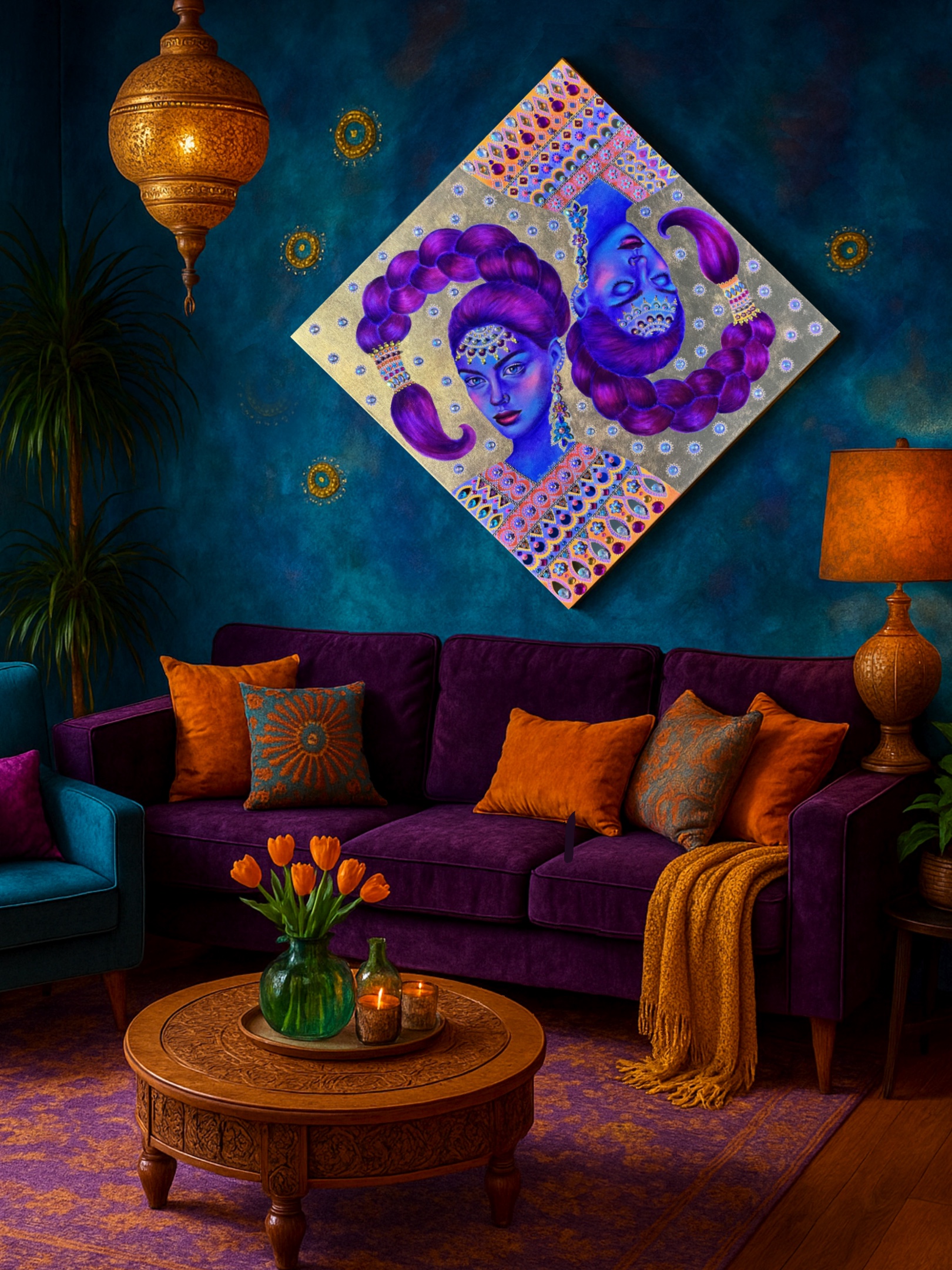 <br/> <br/> <br/> <h3>Wachtraum II</h3><br/> <h4>Mixed Media on Canvas <br/> ⌀ 70 cm x 70 cm <br/> 2025</h4> 